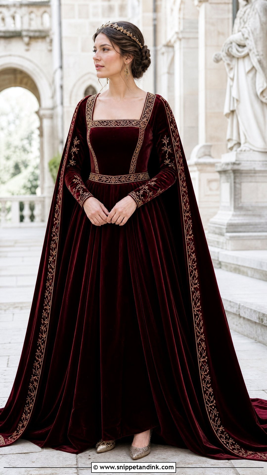 Burgundy Velvet Medieval Fantasy Wedding Dress - Snippet and Ink - 25 Medieval Fantasy Wedding Dress Ideas