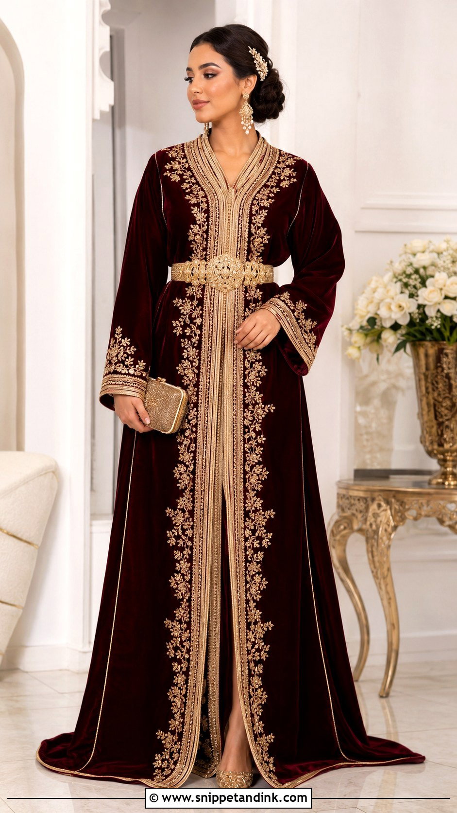 Burgundy Velvet Moroccan Wedding Dress - Snippet and Ink - 20 Moroccan Wedding Dresses
