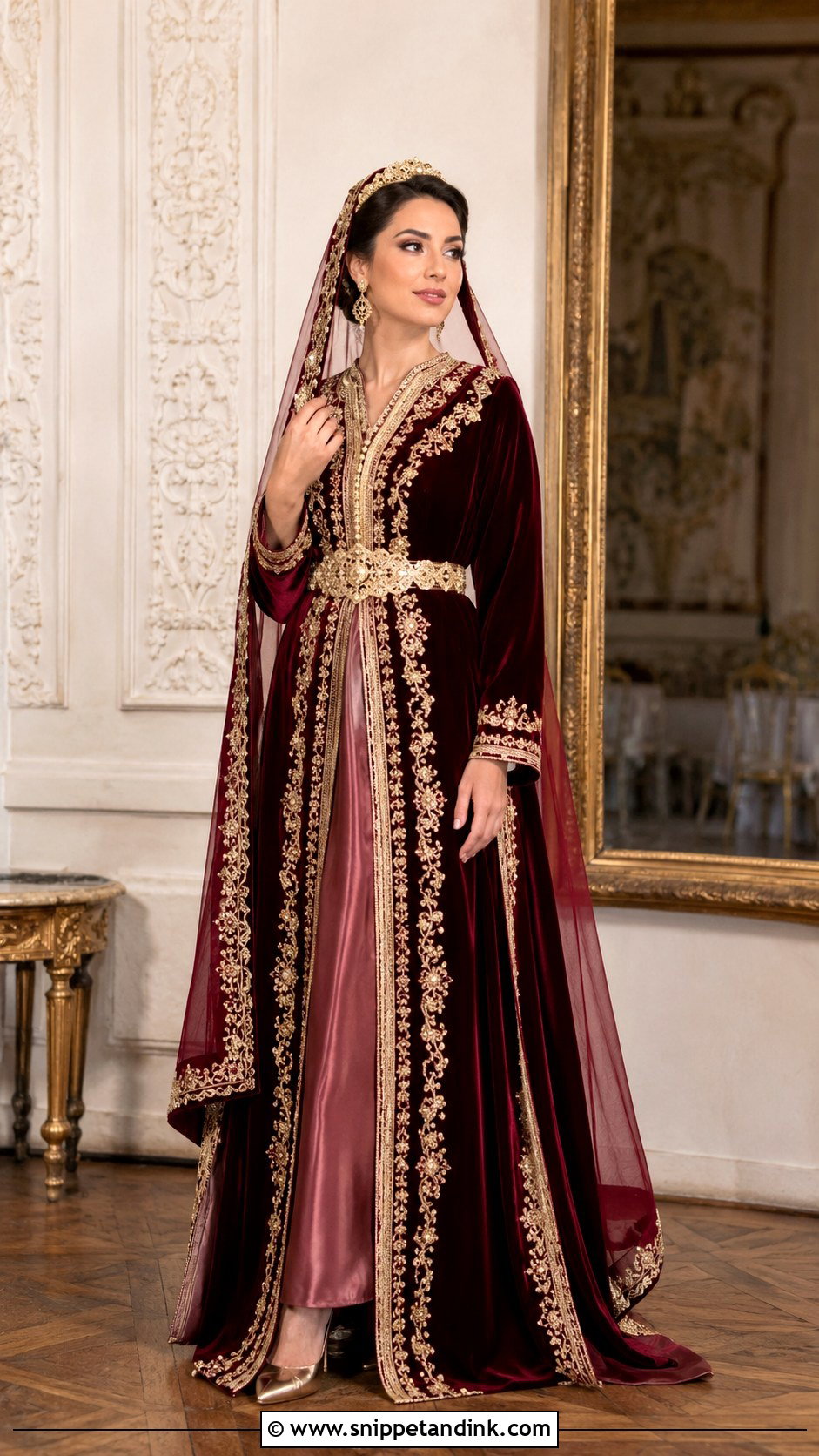 Burgundy Velvet Moroccan Wedding Takchita - Snippet and Ink - 20 Morocco Wedding Dress Ideas