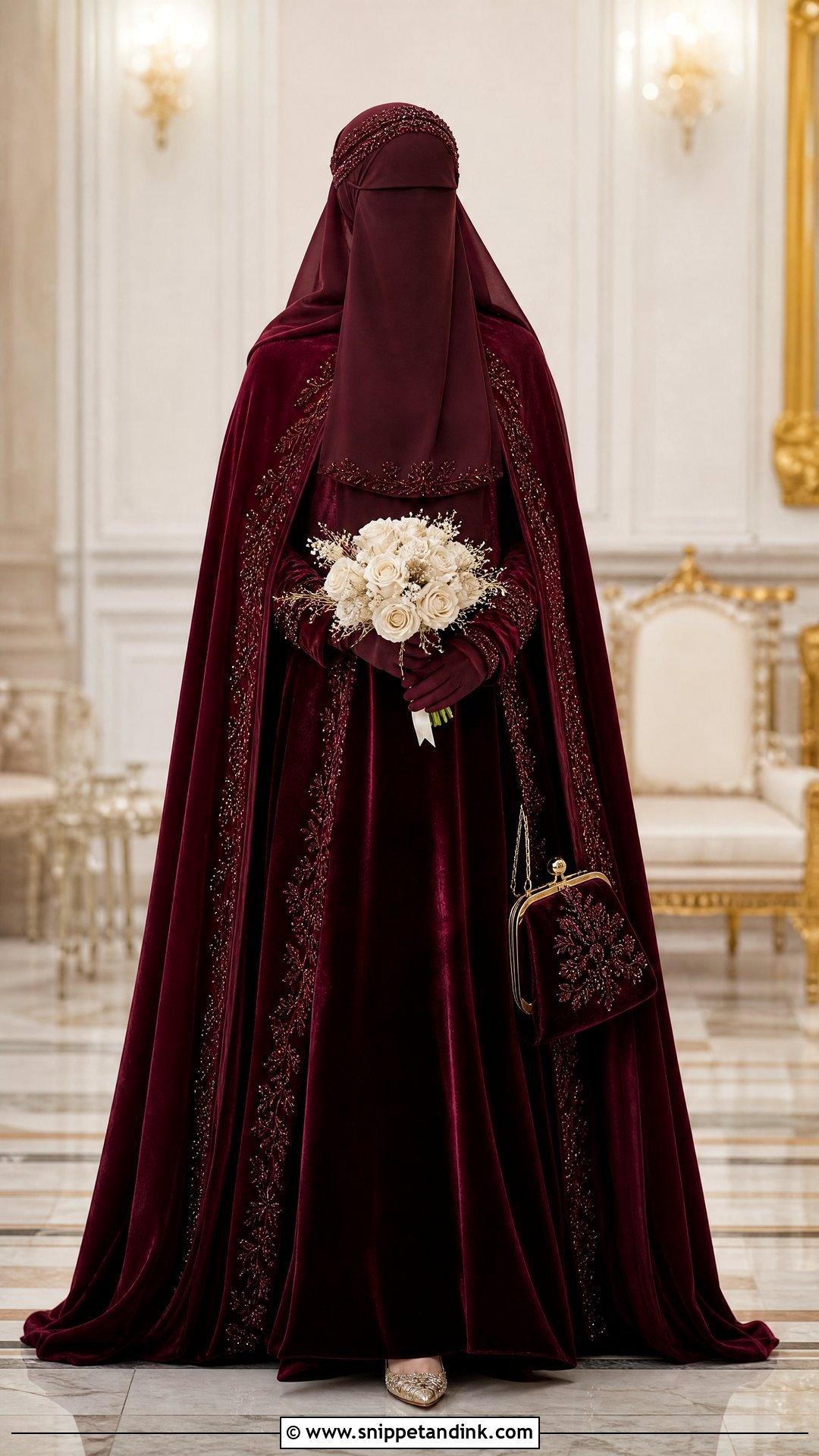 Burgundy Velvet Niqab Wedding Dress - Snippet and Ink - 25 Niqab Wedding Dress Ideas