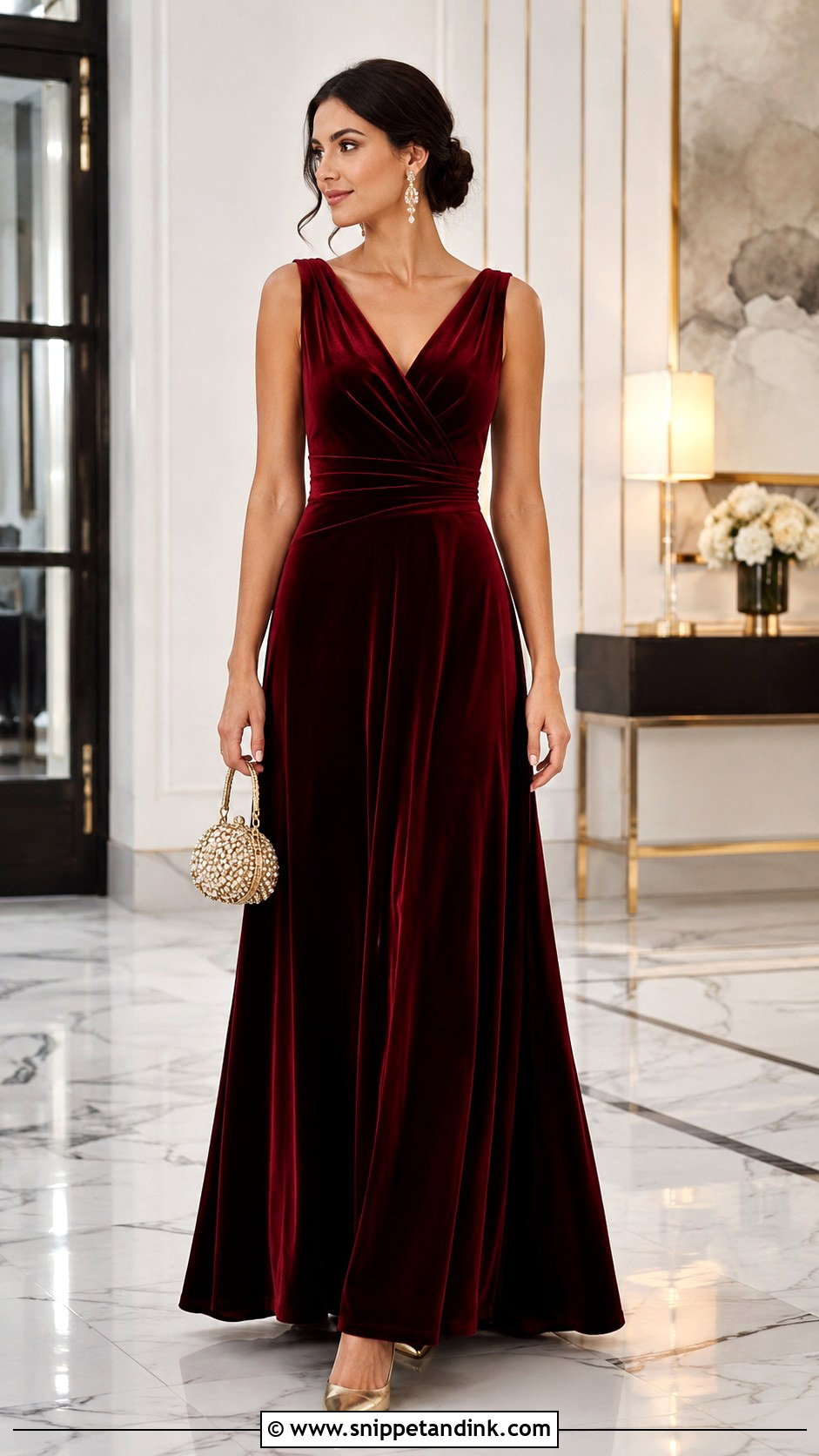 Burgundy Velvet Sendoff Gown - Snippet and Ink - 20 Nguo Za Sendoff Ideas