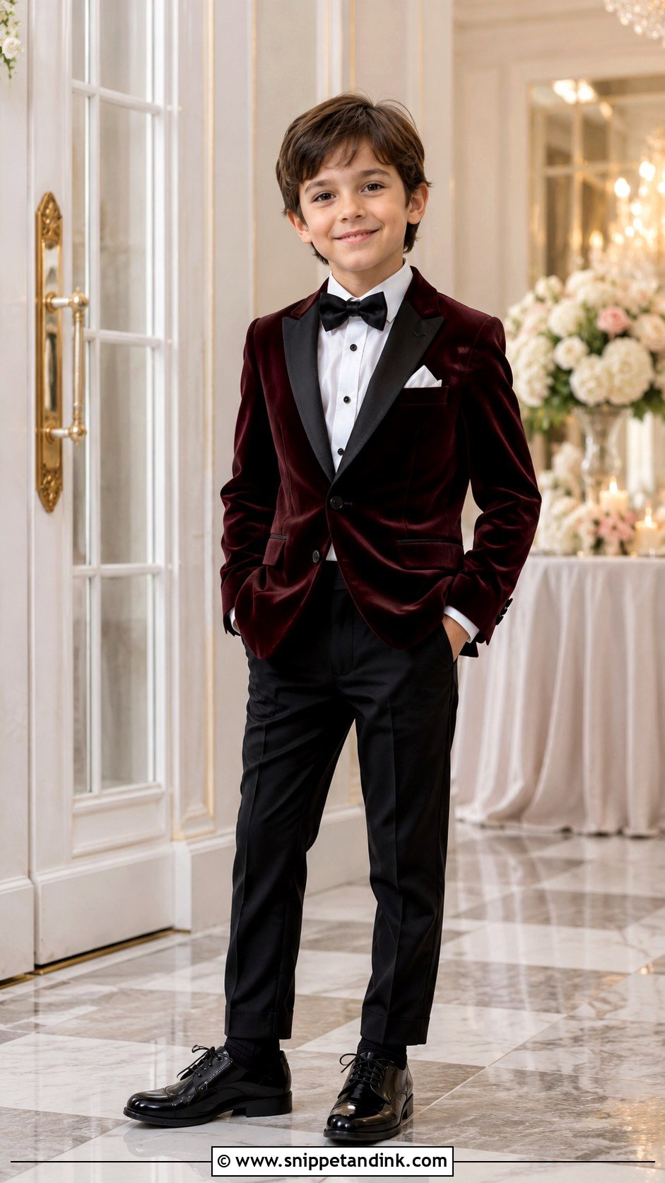 Burgundy Velvet Suit Kids Wedding Outfit - Snippet and Ink - 20 Wedding Kids Outfit Ideas