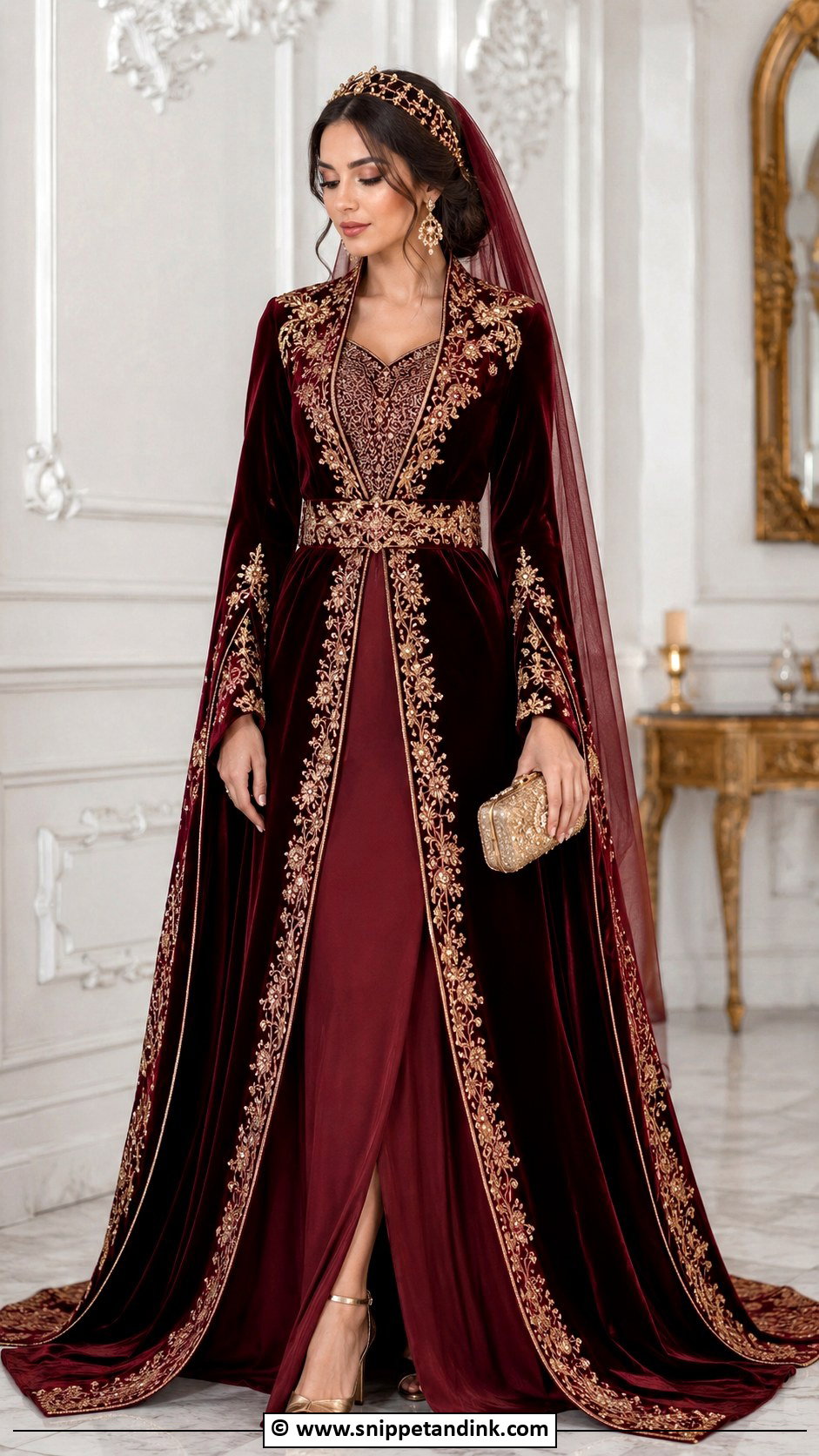 Burgundy Velvet Turkish Wedding Dress - Snippet and Ink - 30 Turkish Wedding Dress Ideas