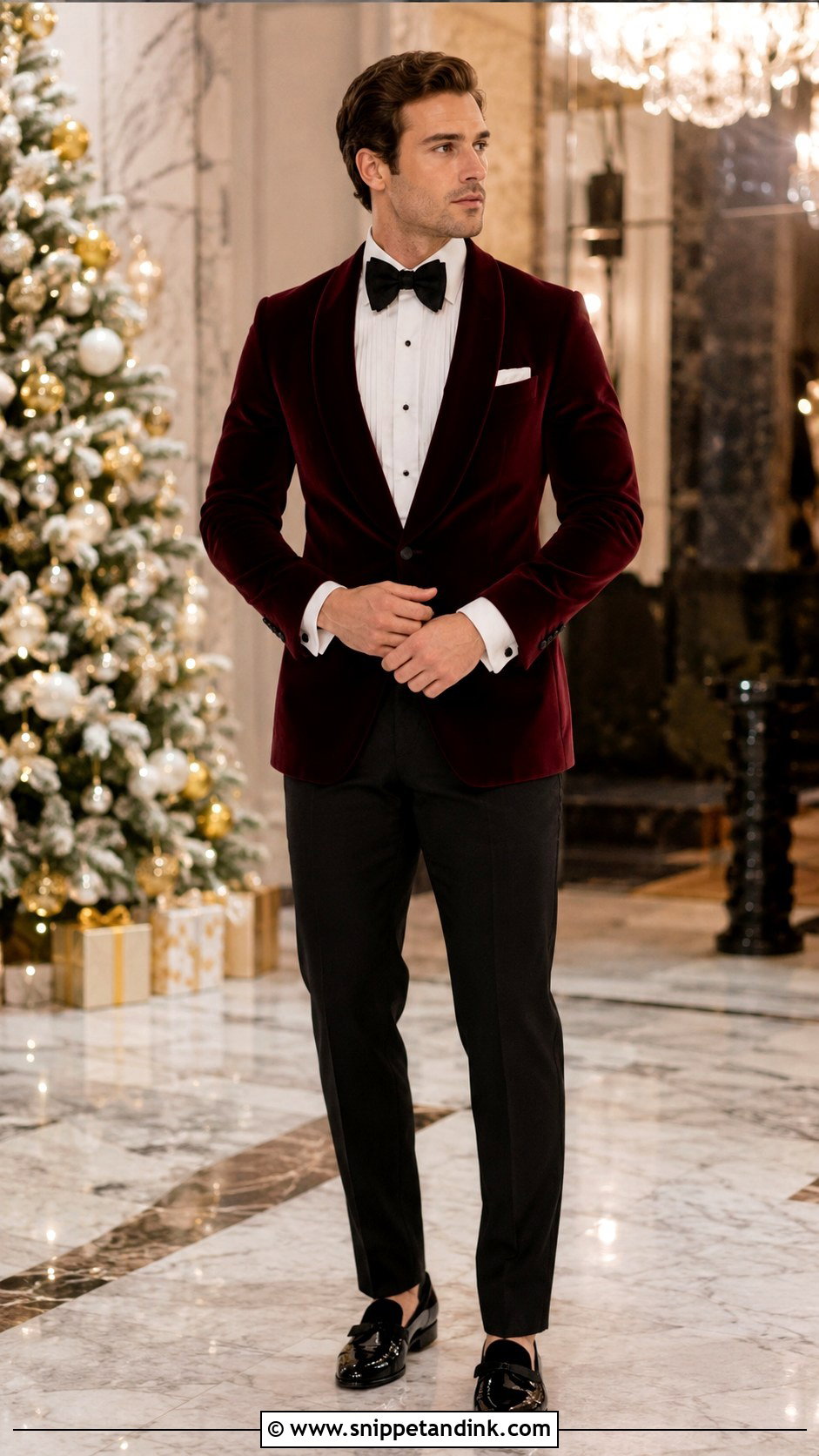 Burgundy Velvet Tuxedo With Black Trousers - Snippet and Ink - 20 Burgundy Tuxedo Wedding Ideas