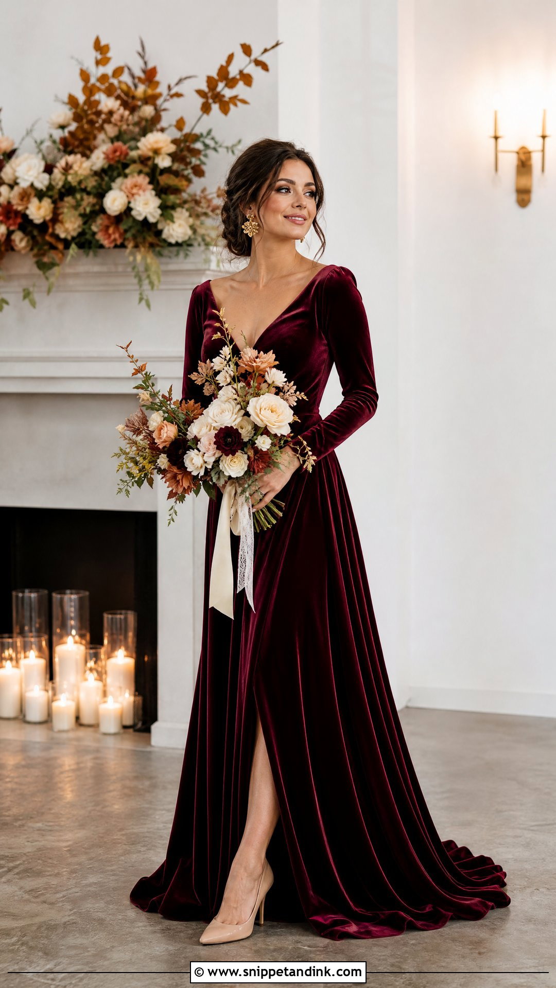 Burgundy Velvet Wedding Dress - Snippet and Ink - 25 Velvet Wedding Dress Ideas