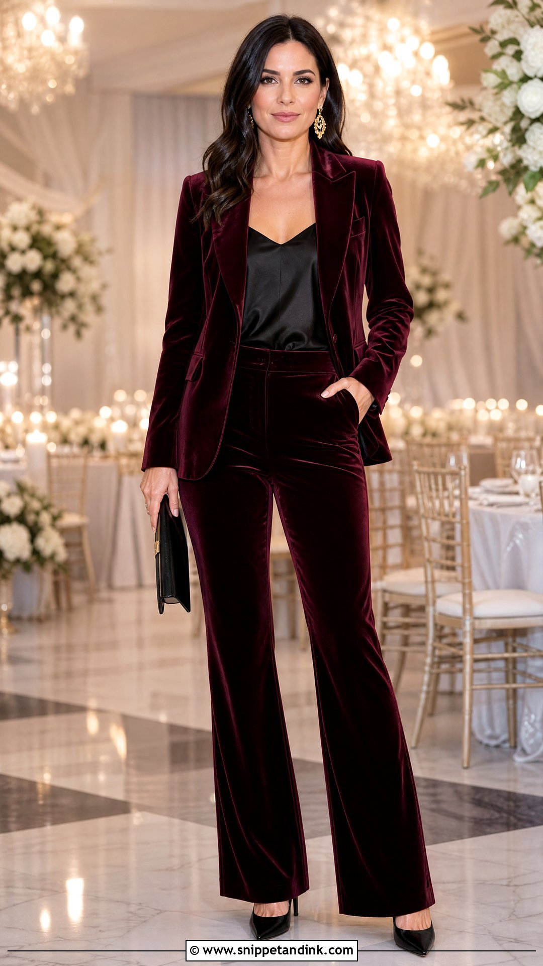 Burgundy Velvet Wedding Pant Suit - Snippet and Ink - 20 Wedding Pant Suits for Women
