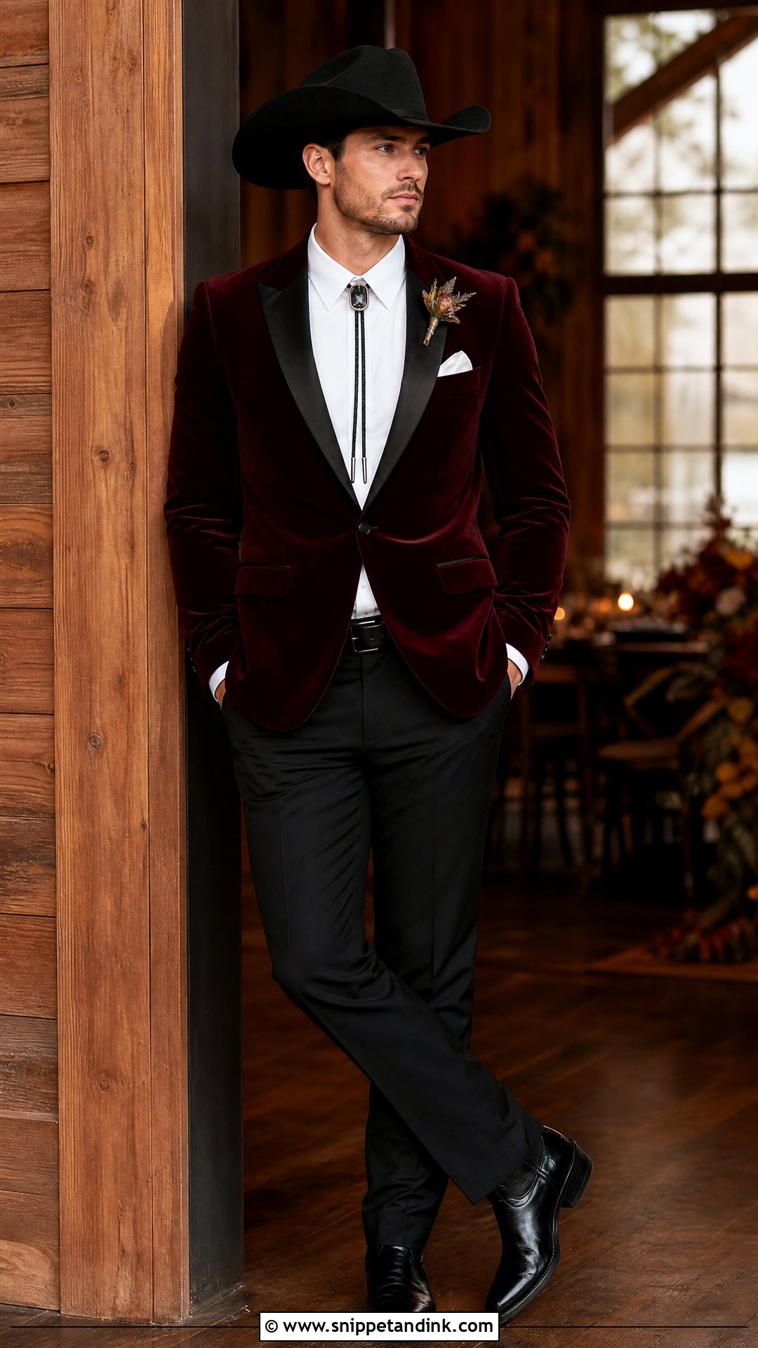 Burgundy Velvet Western Wedding Suit - Snippet and Ink - 20 Western Wedding Suit Ideas