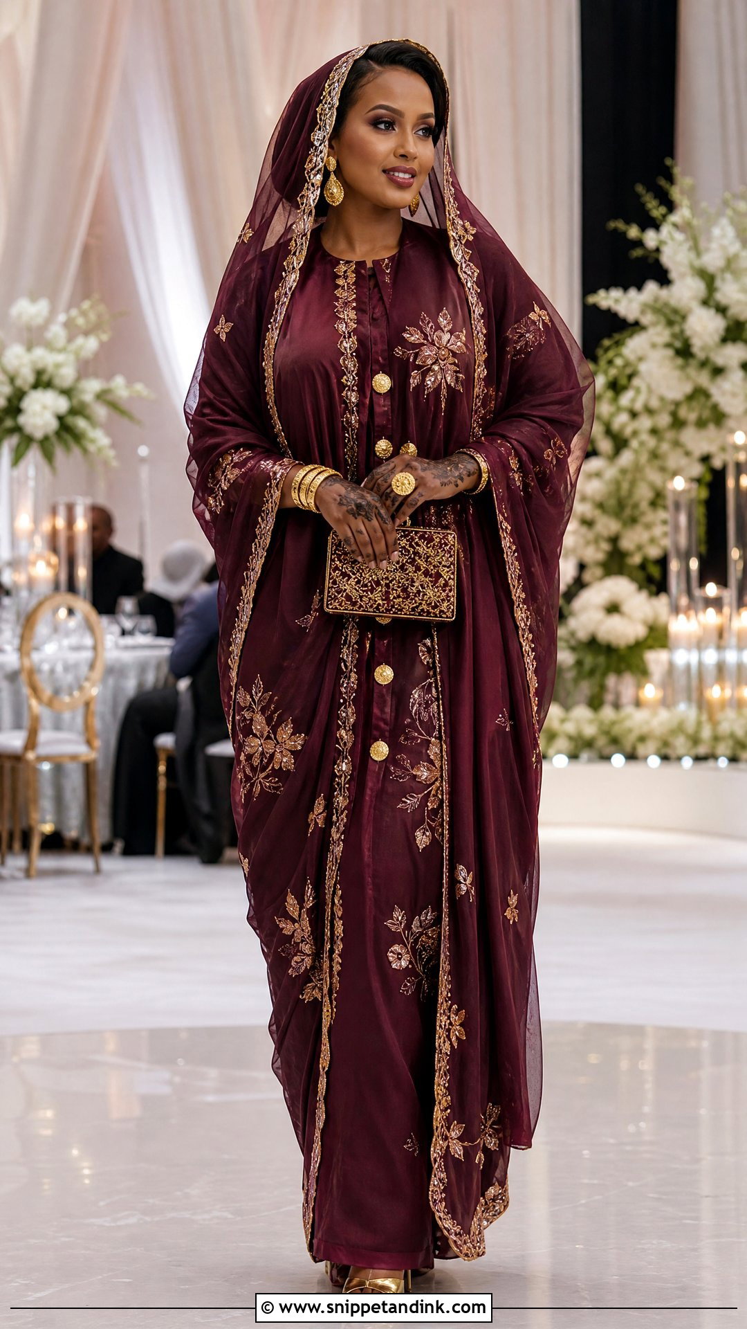 Burgundy Wedding Dirac With Antique Gold Details - Snippet and Ink - 20 Wedding Dirac Ideas