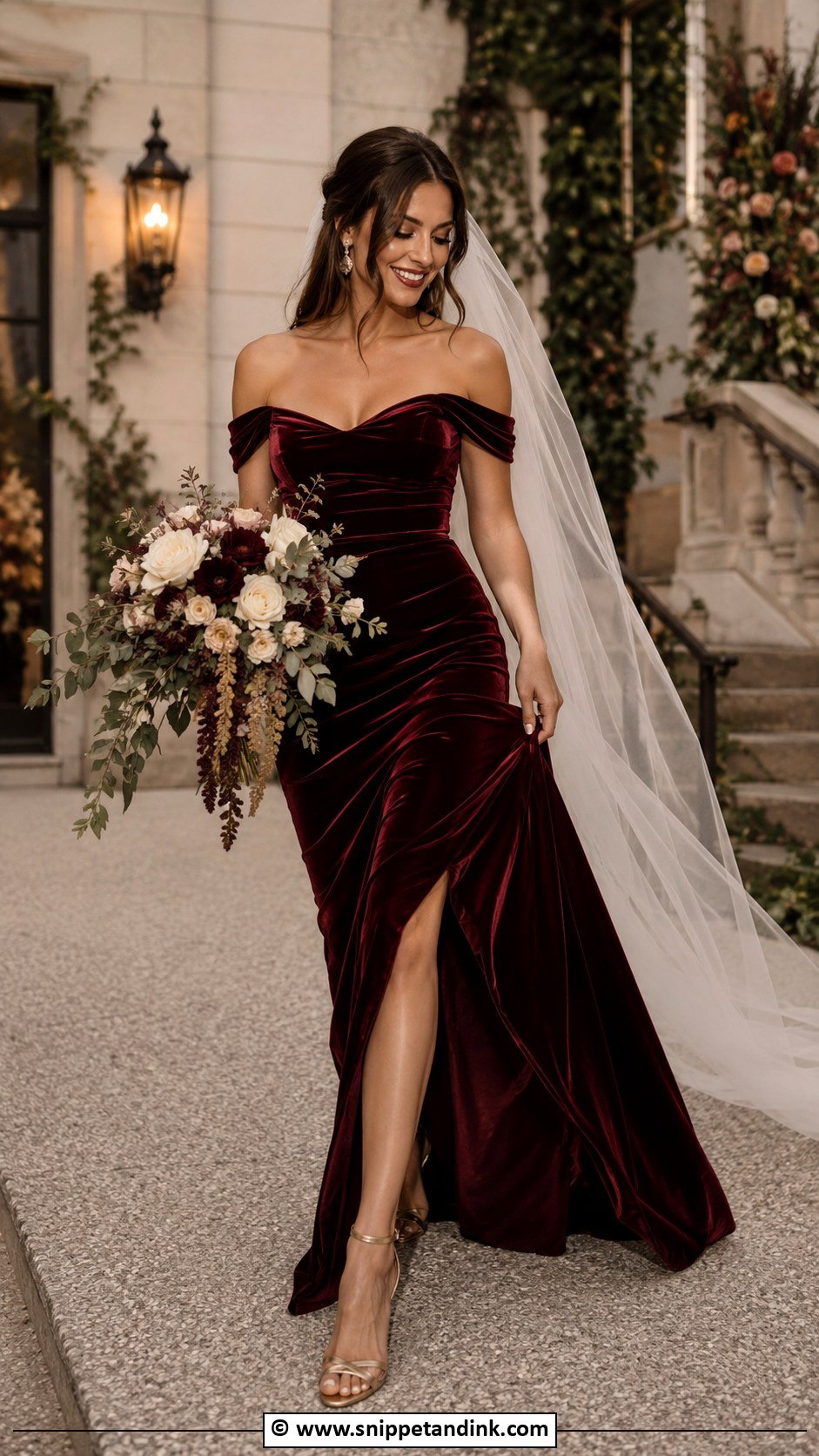 Burgundy Wedding Dress - Snippet and Ink - 25 Colourful Wedding Dress Ideas