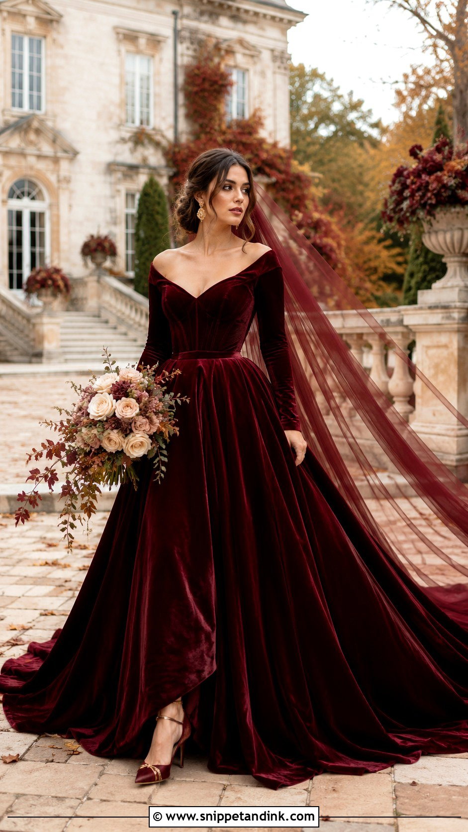 Burgundy Wedding Dress - Snippet and Ink - 20 Different Color Wedding Dresses