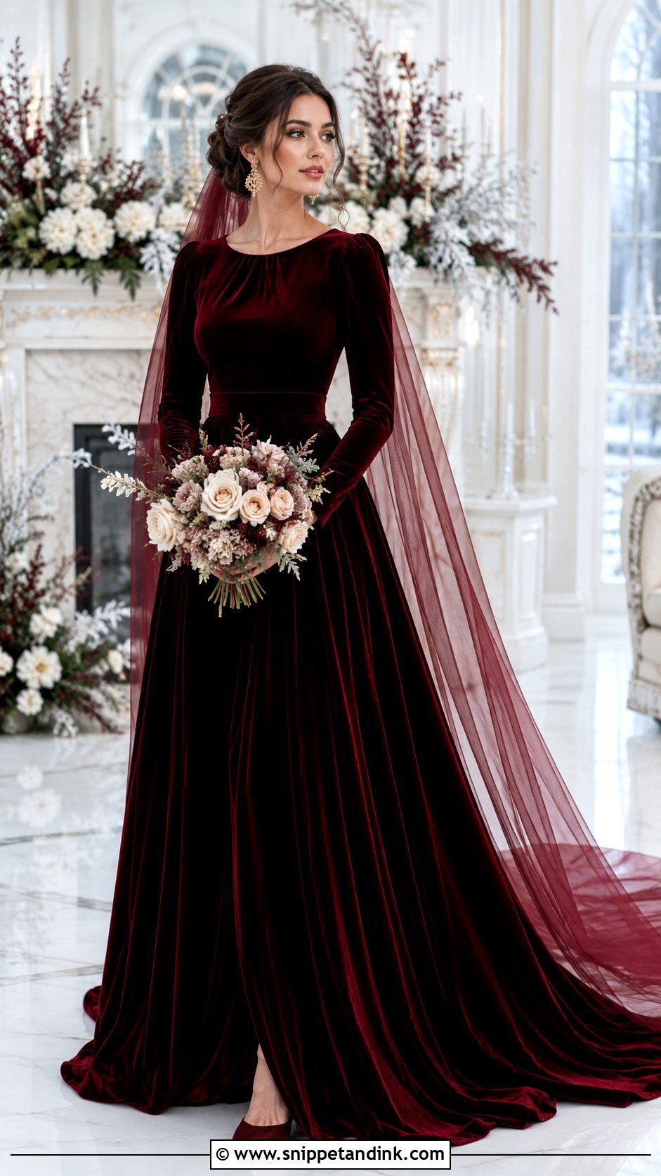 Burgundy Wedding Dress - Snippet and Ink - 20 Alternative Wedding Dress Color Ideas