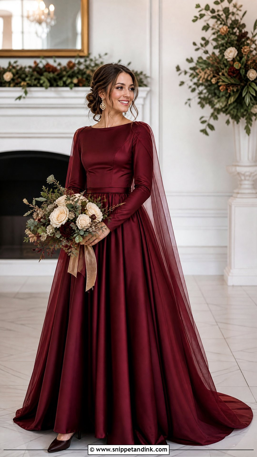 Burgundy Wedding Dress - Snippet and Ink - 20 Wedding Dress Color Ideas
