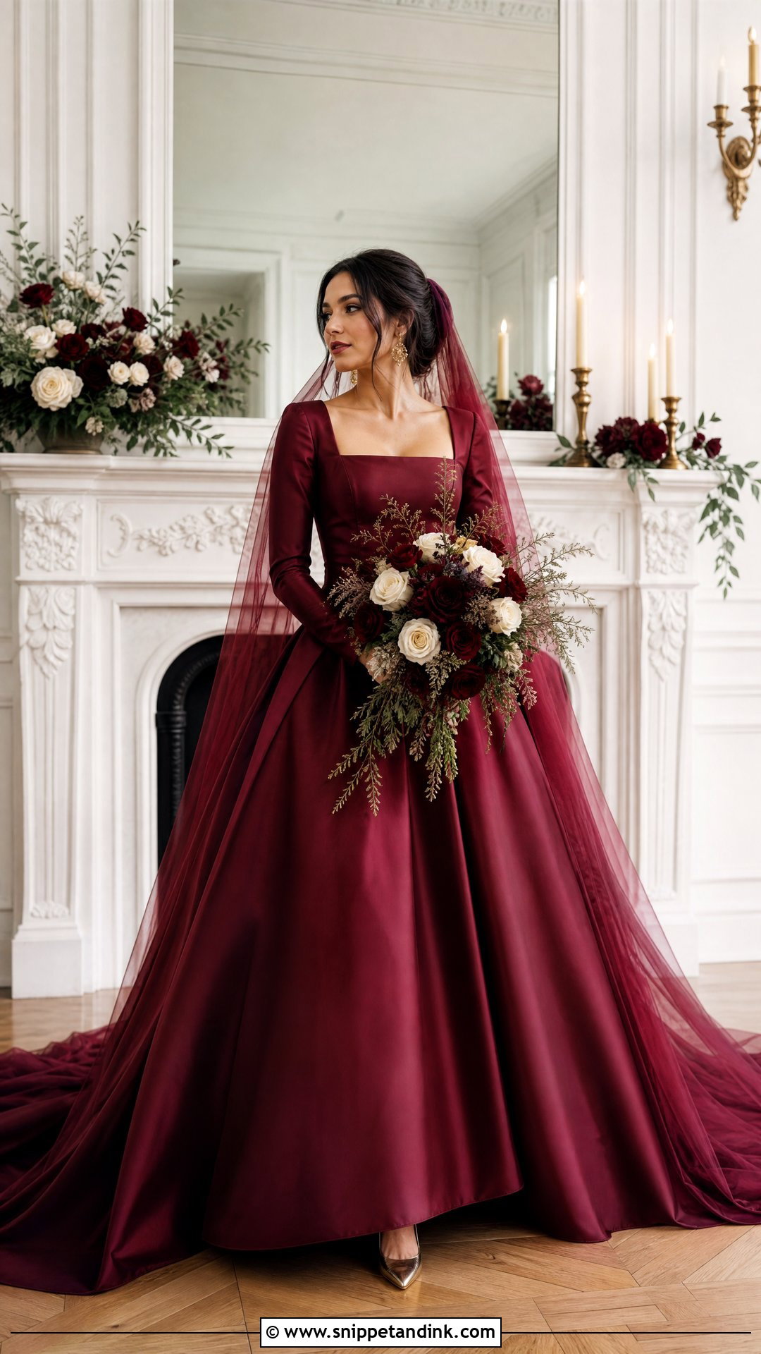 Burgundy Wedding Dress - Snippet and Ink - 20 Wedding Dress Colors