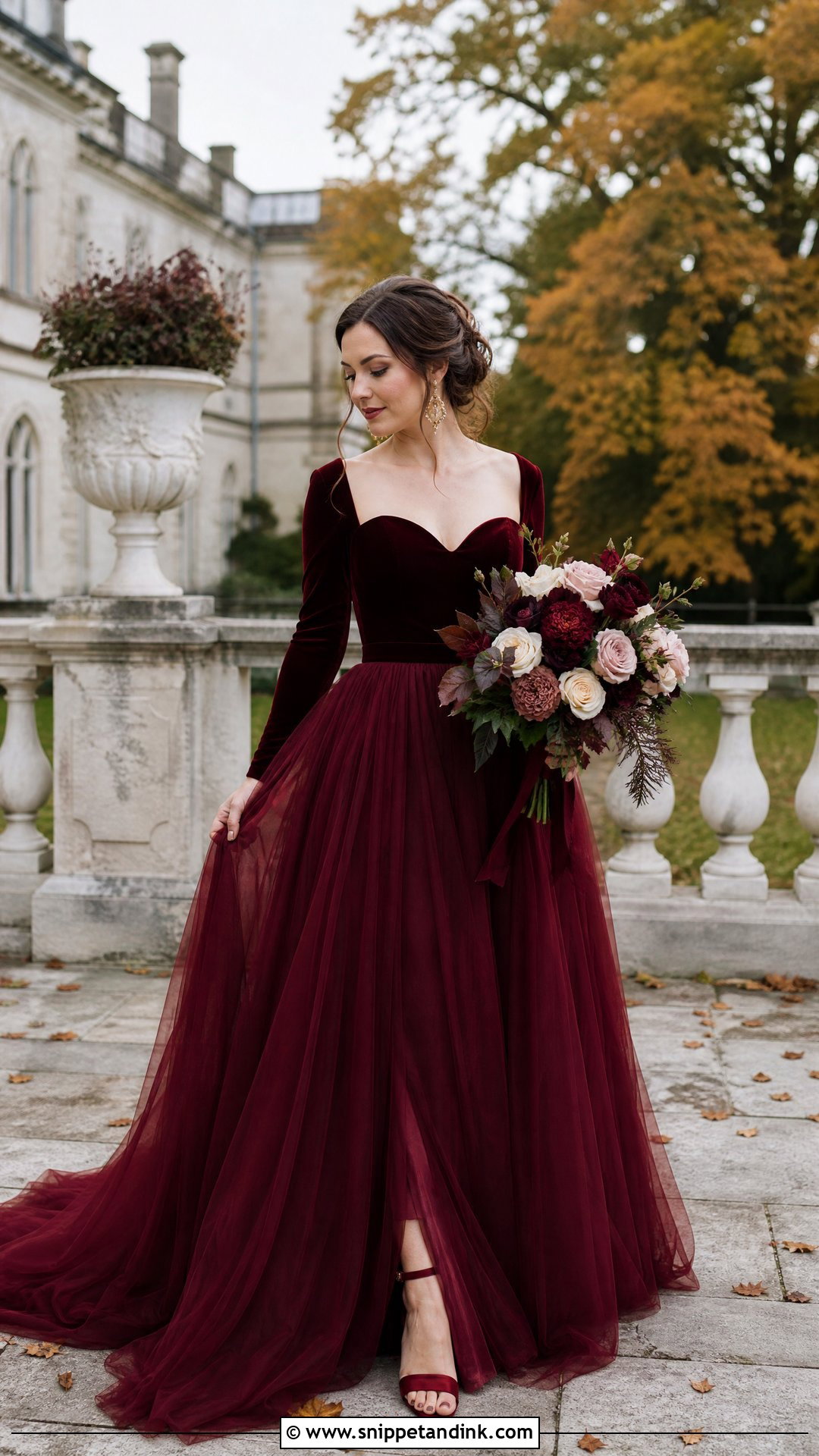 Burgundy Wedding Dress - Snippet and Ink - 25 Dark Romantic Wedding Dress Ideas