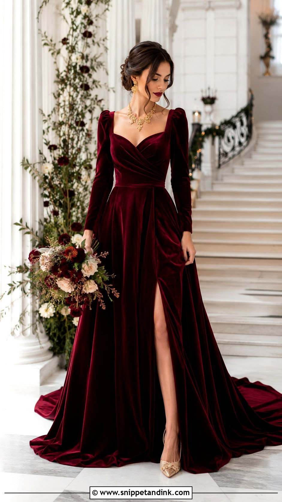 Burgundy Wedding Dress - Snippet and Ink - 25 Red Wedding Dress Ideas