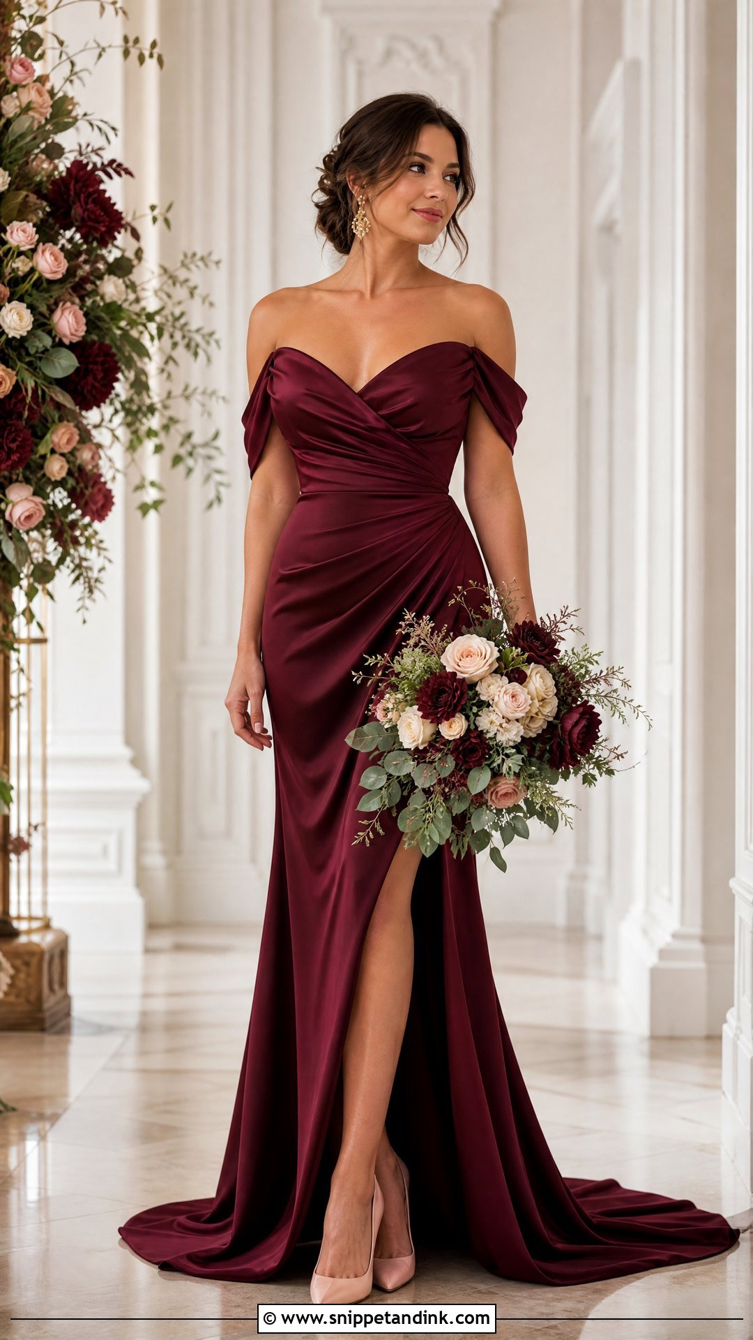 Burgundy Wedding Dress With Nude Pumps - Snippet and Ink - 25 Not White Wedding Dress Ideas