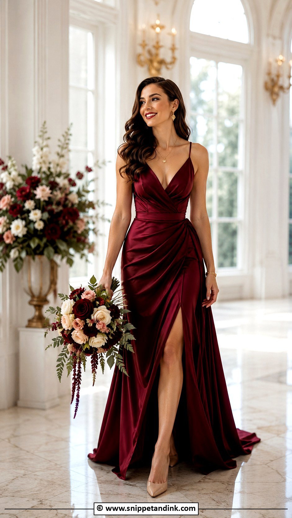 Burgundy Wedding Dress With Nude Pumps - Snippet and Ink - 30 Colorful Wedding Dress Ideas