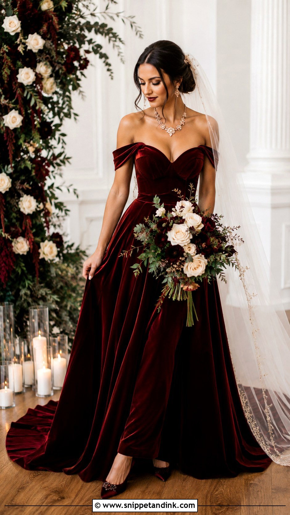 Burgundy Wedding Gown - Snippet and Ink - 25 Colored Wedding Gowns