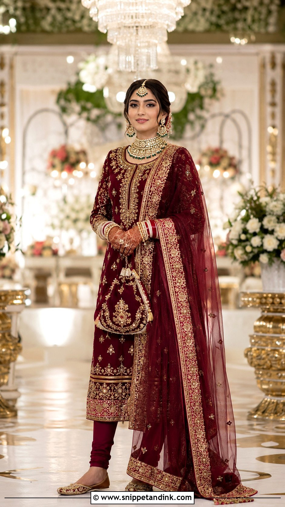 Burgundy Zardozi Punjabi Bridal Suit - Snippet and Ink - 20 Indian Punjabi Bridal Suits