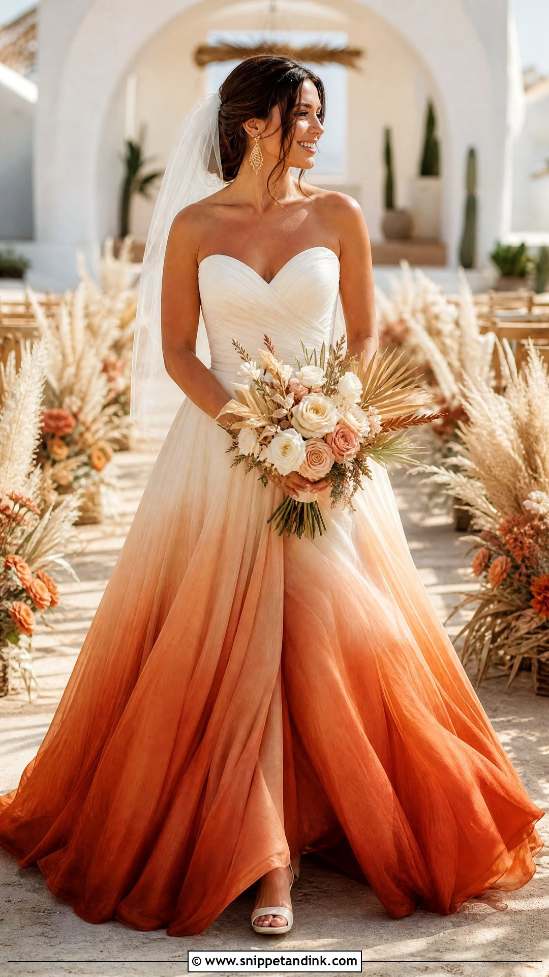 Burnt Orange And Ivory Ombre Wedding Dress - Snippet and Ink - 25 Burnt Orange Wedding Dress Ideas