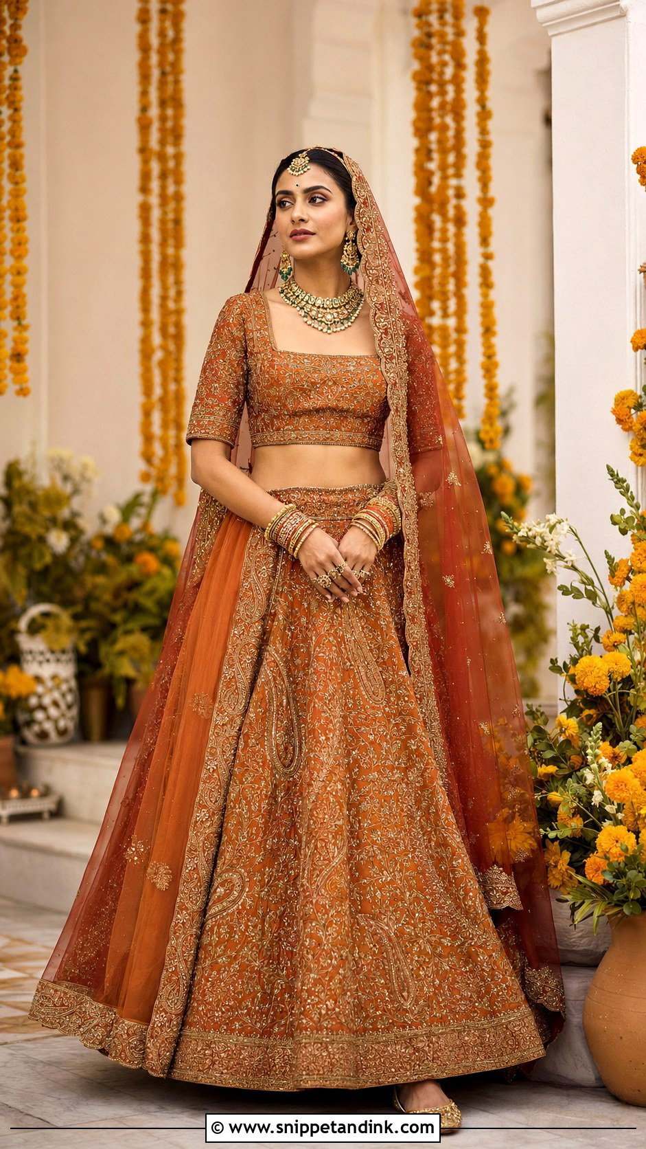 Burnt Orange Bridal Lehenga - Snippet and Ink - 20 Lehanga Designs Bridal Collection