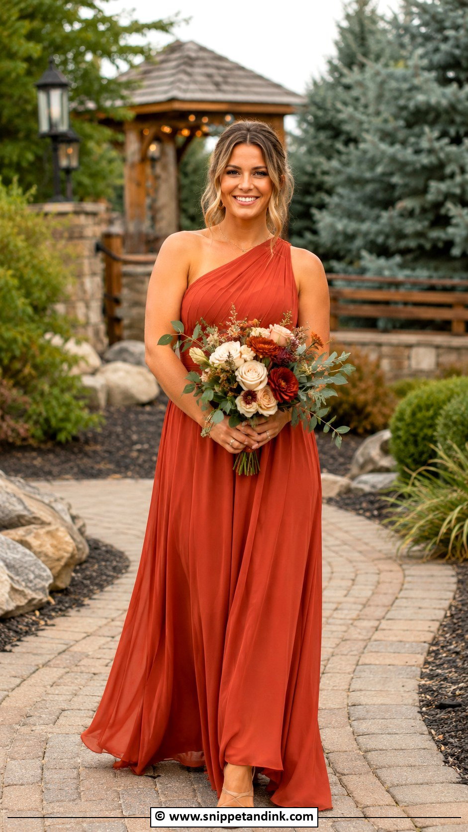 Burnt Orange Bridesmaid Dress - Snippet and Ink - 25 Wedding Maids Dresses