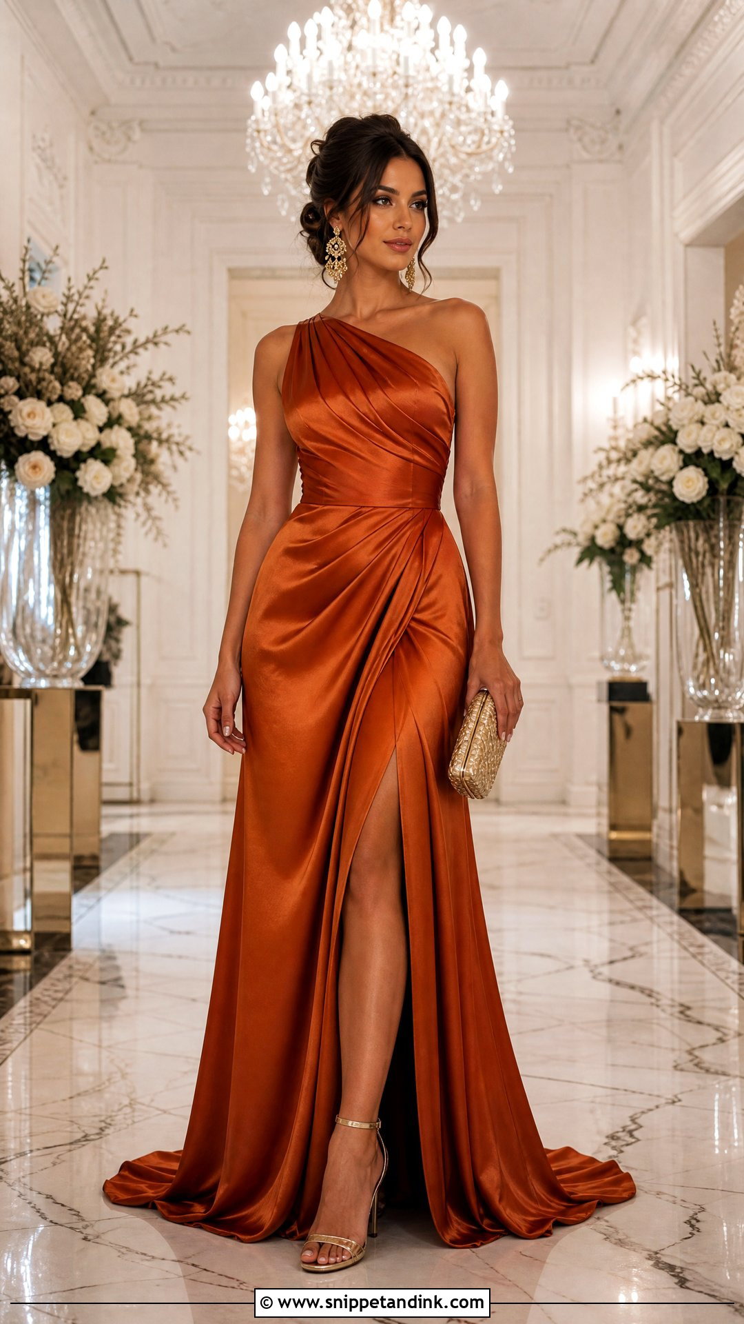 Burnt Orange Formal Gown Wedding Outfit - Snippet and Ink - 25 Burnt Orange Dress Wedding Outfit Ideas