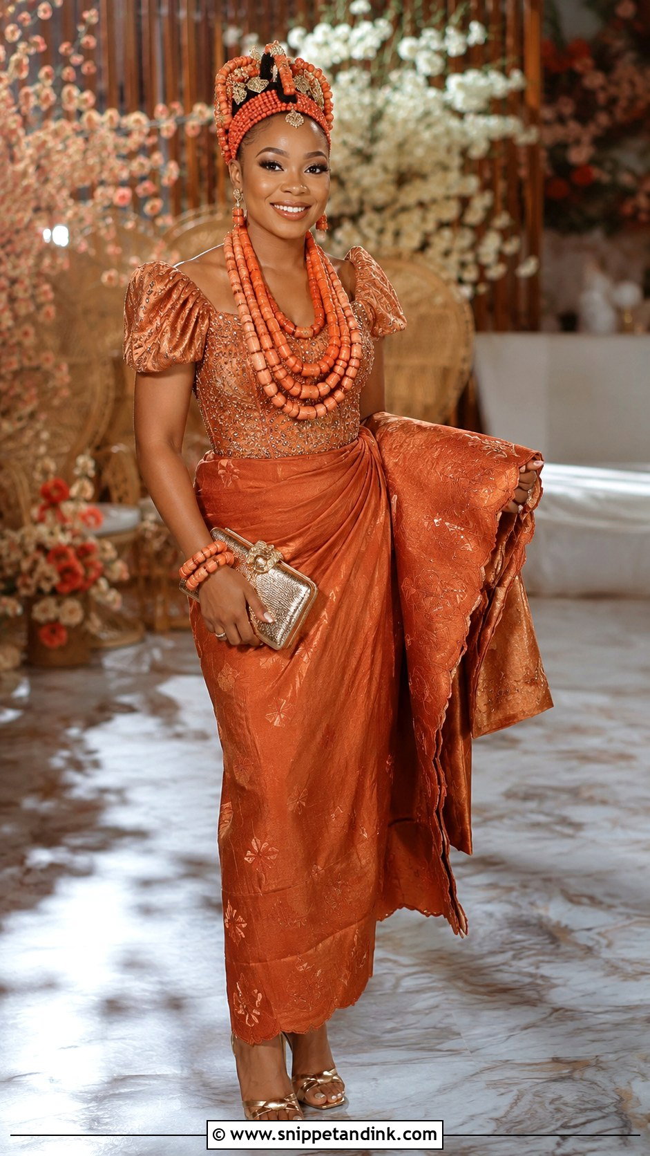 Burnt Orange George Wrapper And Blouse - Snippet and Ink - 20 Burnt Orange Traditional Wedding Attire Ideas