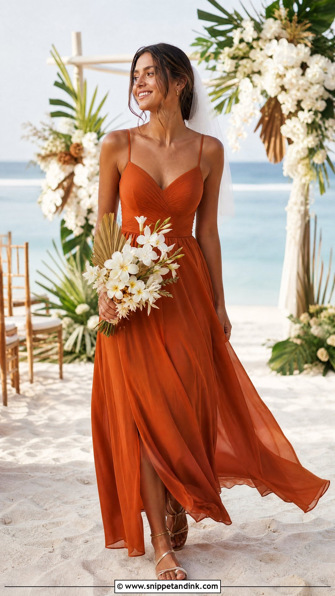 Burnt Orange Halter Beach Wedding Dress - Snippet and Ink - 25 Burnt Orange Wedding Dress Ideas