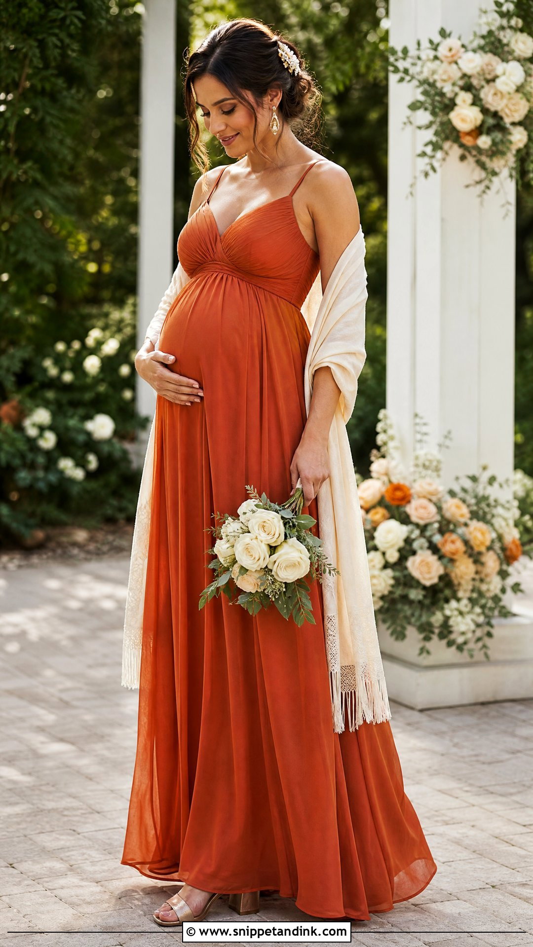 Burnt Orange Maternity Empire Wedding Dress - Snippet and Ink - 25 Burnt Orange Wedding Dress Ideas