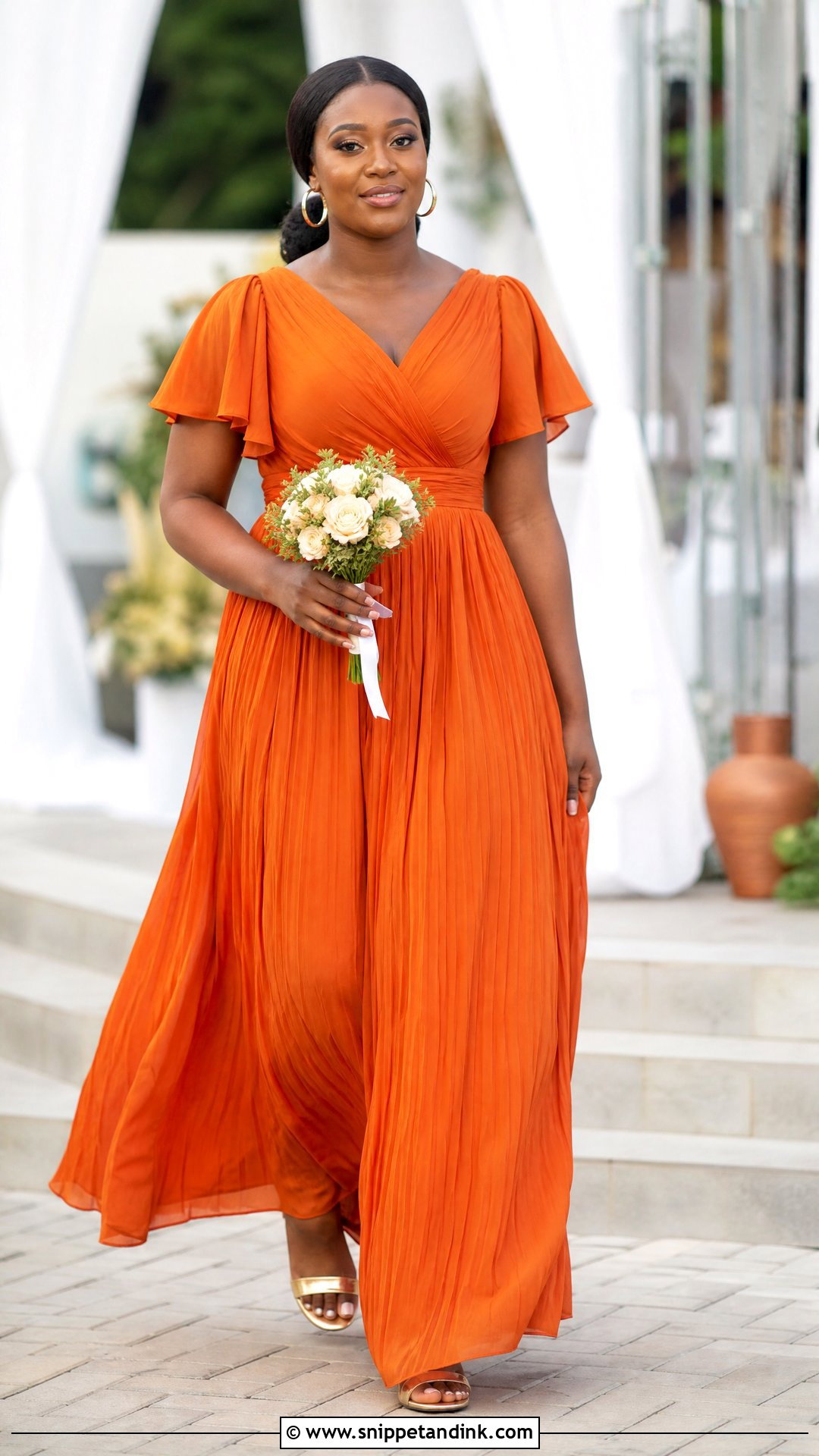 Burnt Orange Pleated Bridal Train Dress - Snippet and Ink - 20 Bridal Train Dresses Nigeria