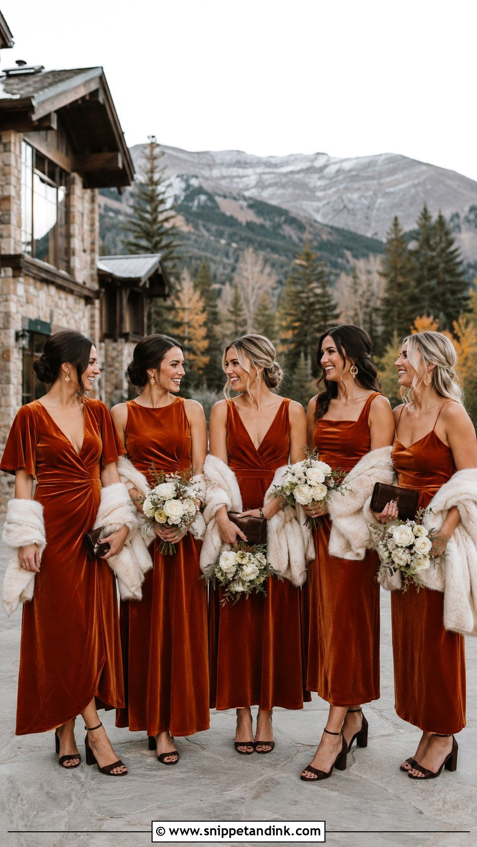 Burnt Orange Velvet Bridal Party Attire - Snippet and Ink - 20 Fall Bridal Party Attire Ideas
