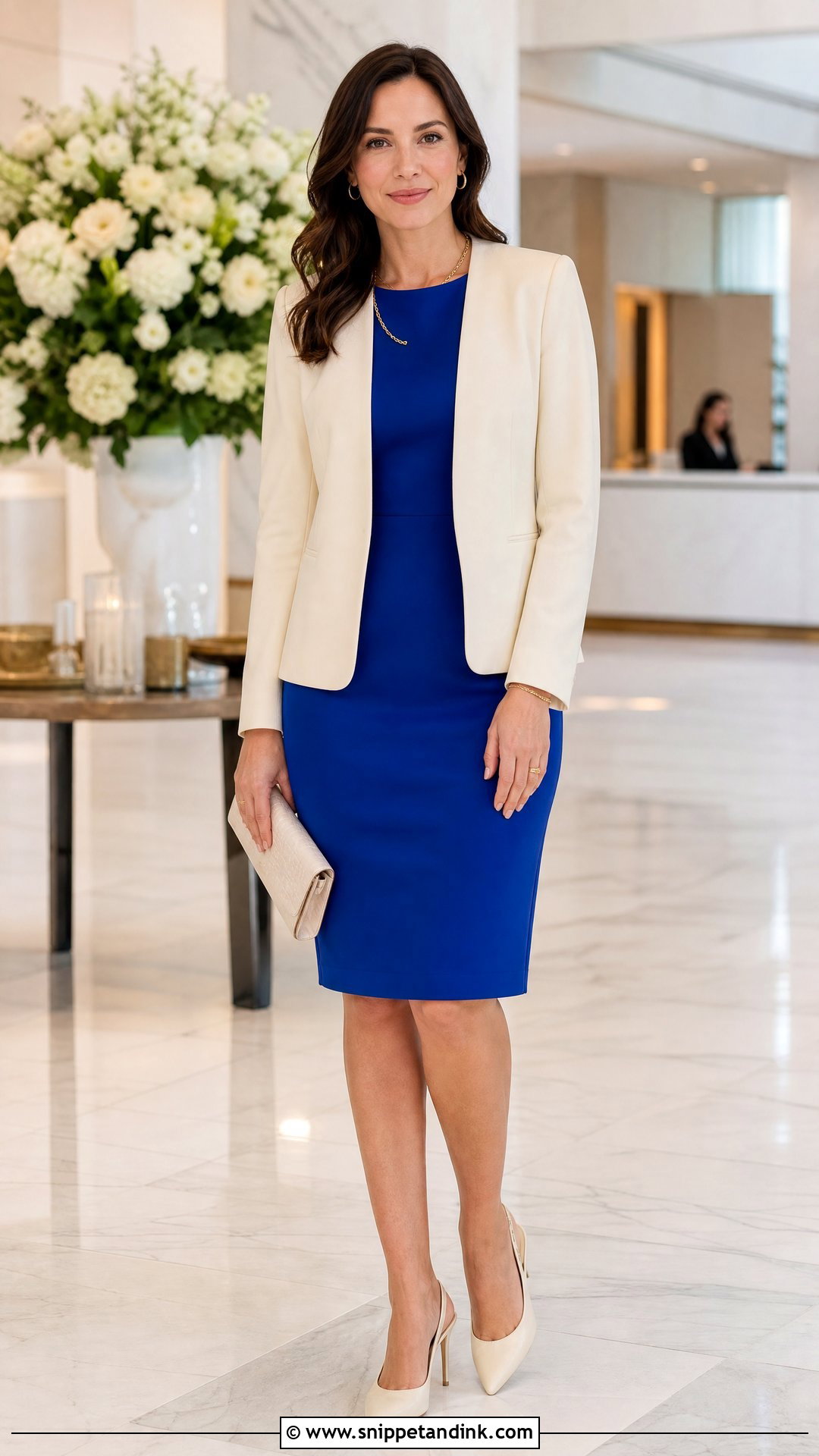 Business Casual Wedding Sheath Dress With Blazer - Snippet and Ink - 20 Business Casual Wedding Attire Women Ideas
