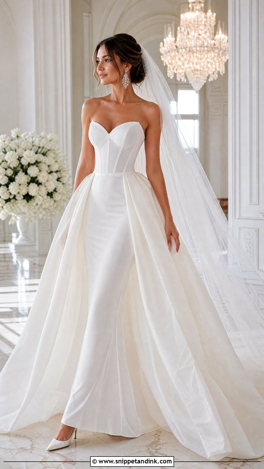 Bustier Wedding Dress With Detachable Overskirt - Snippet and Ink - 20 Wedding Dresses for Small Chest