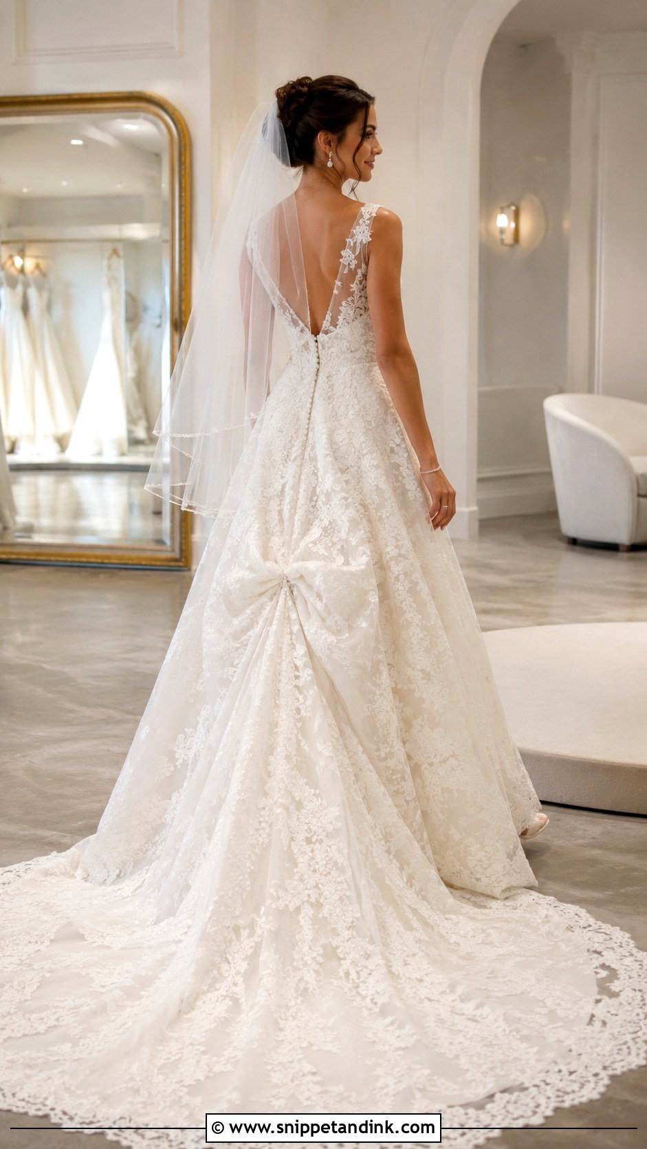 Bustle Wedding Dress With Lace Train - Snippet and Ink - 25 Bustle Wedding Dress Styles
