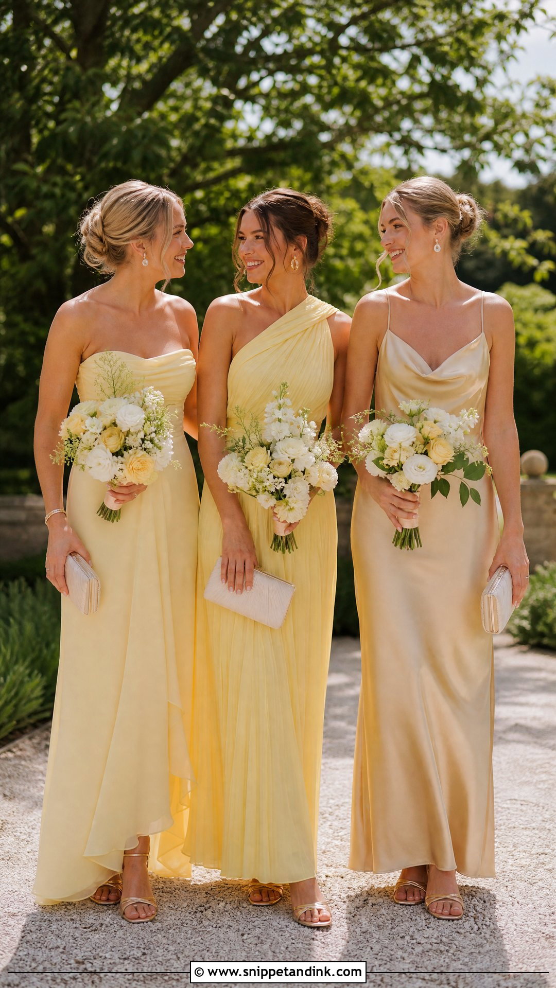 Butter Yellow And Soft Gold Bridal Party Dresses - Snippet and Ink - 20 Bridal Party Dresses Color Schemes