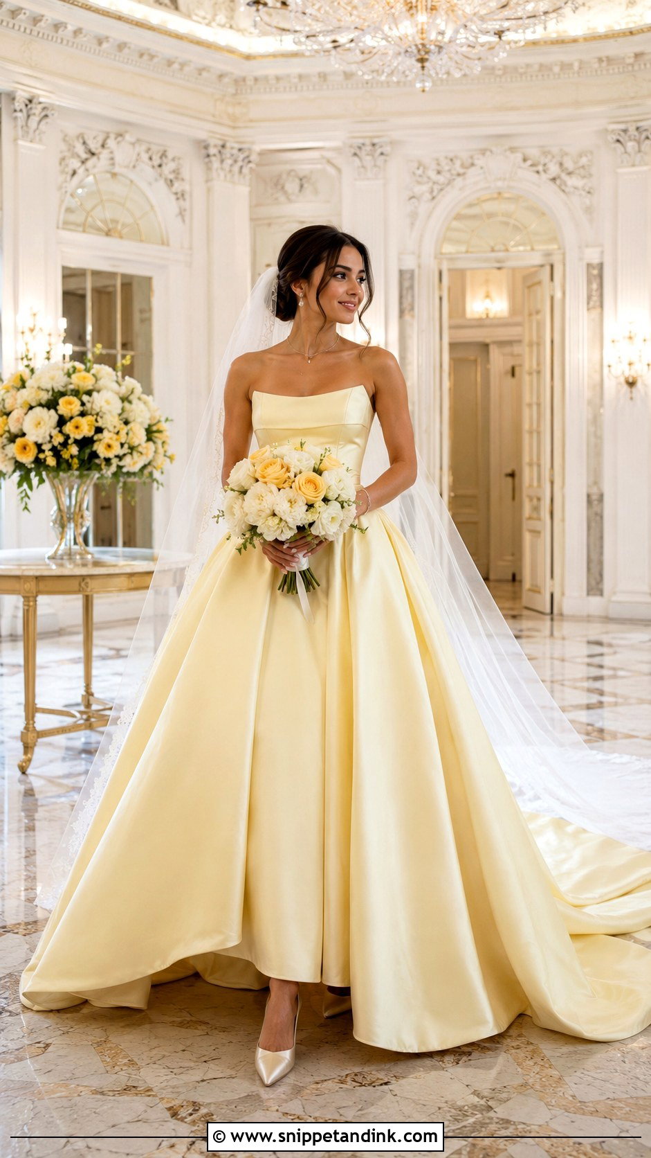 Butter Yellow Ball Gown Wedding Dress - Snippet and Ink - 20 Butter Yellow Wedding Dress Ideas
