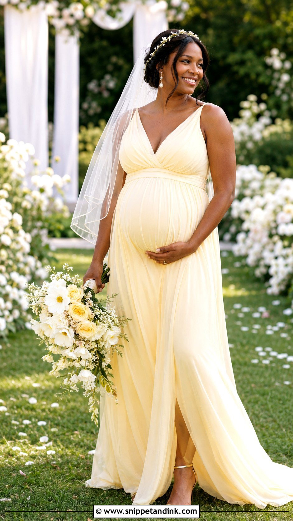 Butter Yellow Empire Waist Wedding Dress - Snippet and Ink - 20 Butter Yellow Wedding Dress Ideas