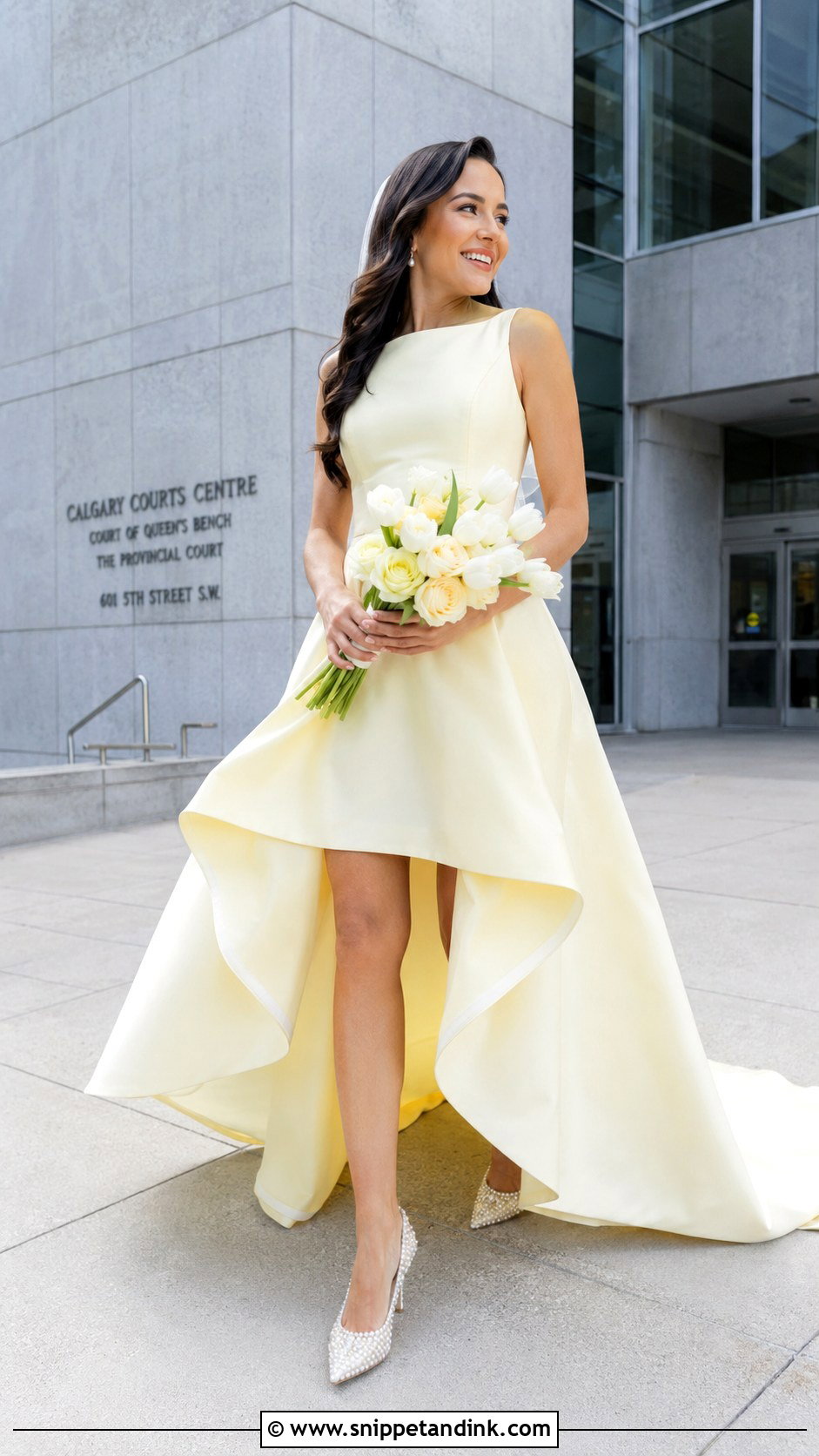 Butter Yellow High Low Wedding Dress - Snippet and Ink - 20 Butter Yellow Wedding Dress Ideas