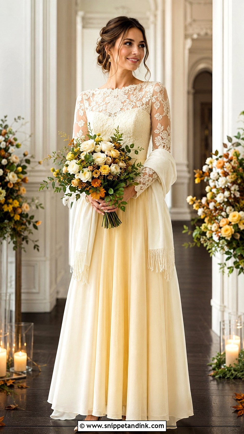 Butter Yellow Long Sleeve Wedding Dress - Snippet and Ink - 20 Butter Yellow Wedding Dress Ideas