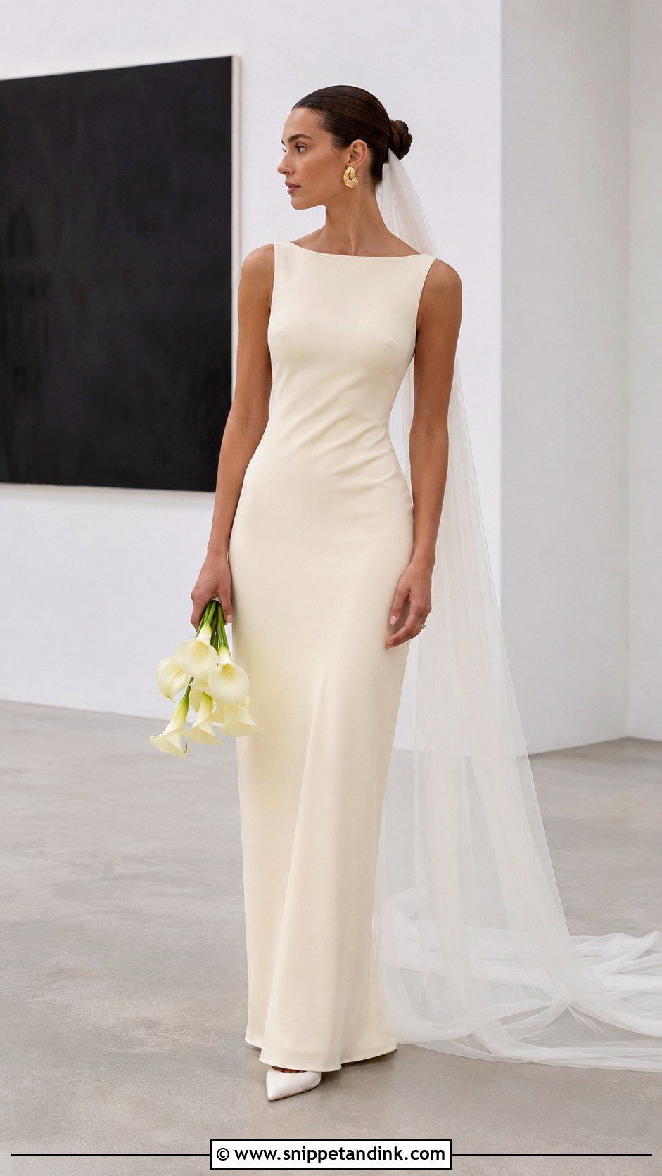 Butter Yellow Minimalist Column Wedding Dress - Snippet and Ink - 20 Butter Yellow Wedding Dress Ideas