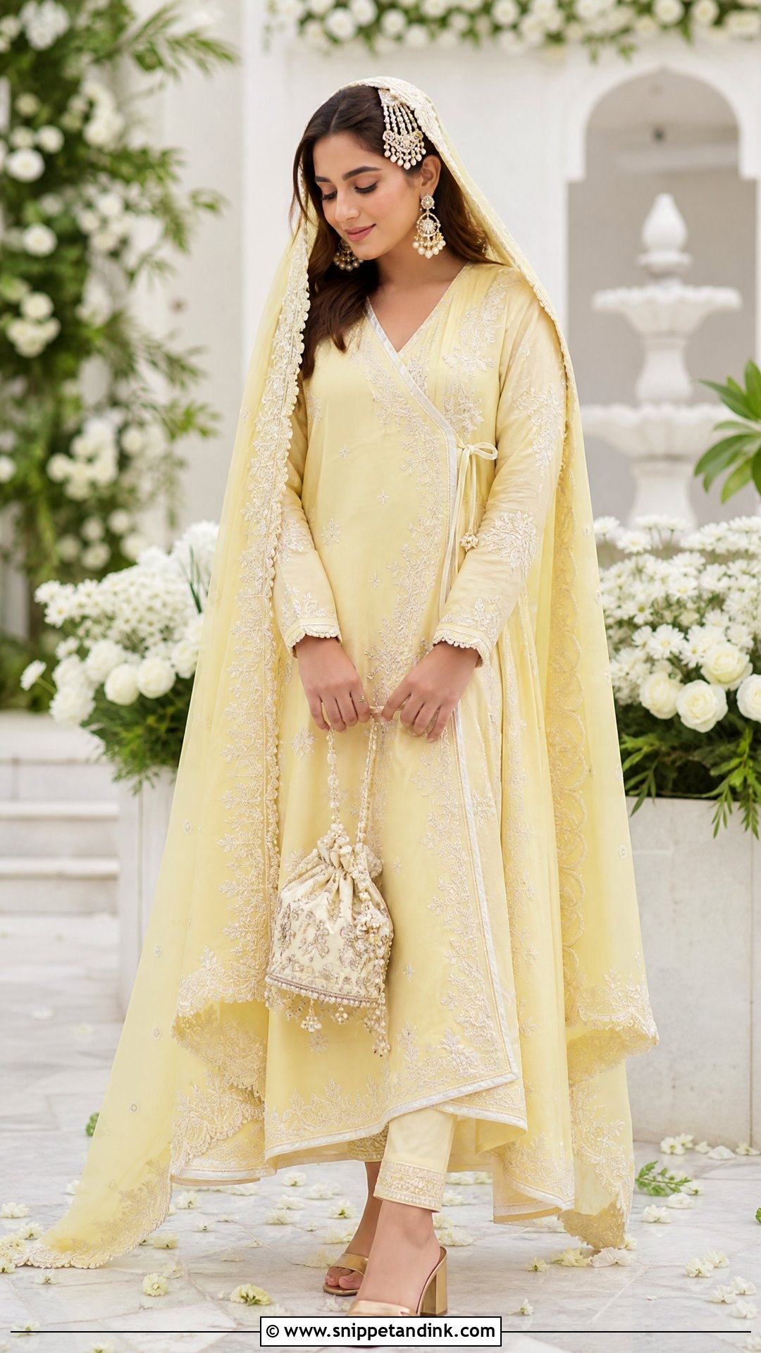 Butter Yellow Pastel Nikkah Angrakha - Snippet and Ink - 20 Pastel Nikkah Outfit Ideas