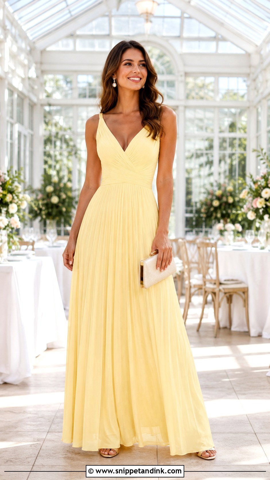 Butter Yellow Pleated Wedding Party Gown - Snippet and Ink - 20 Gown for Wedding Party Ideas