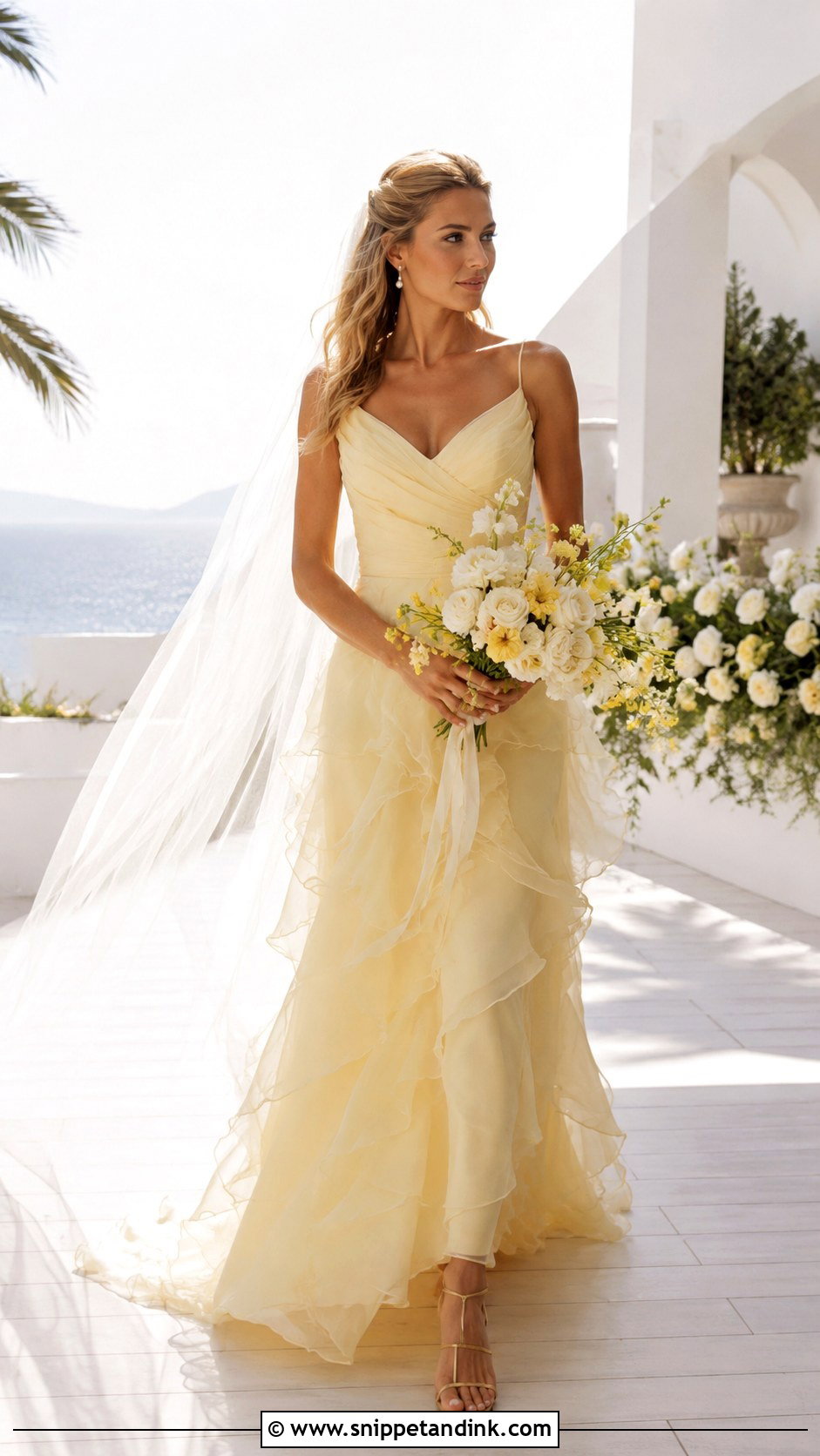Butter Yellow Ruffle Wedding Dress - Snippet and Ink - 20 Butter Yellow Wedding Dress Ideas