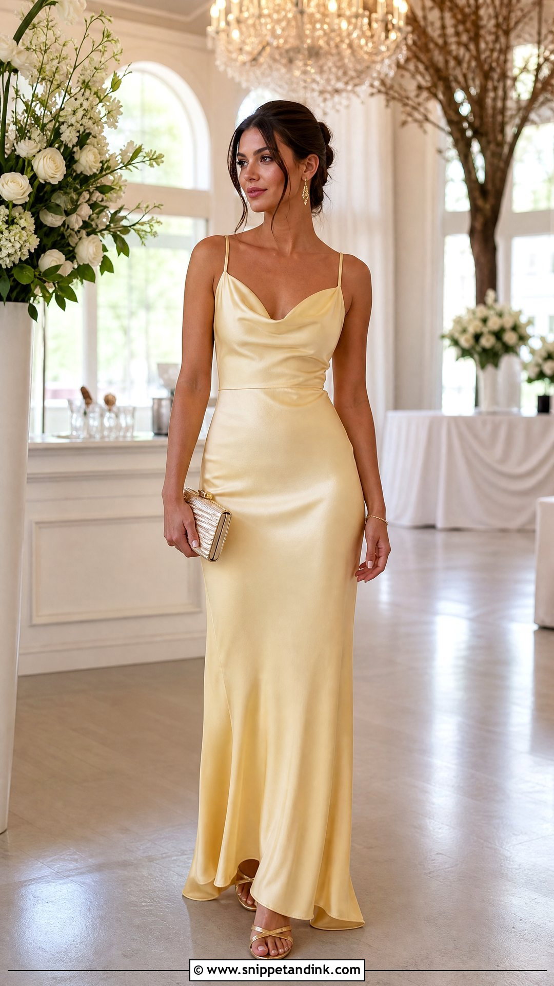 Butter Yellow Satin Maxi Dress - Snippet and Ink - 20 Yellow Dresses for Wedding
