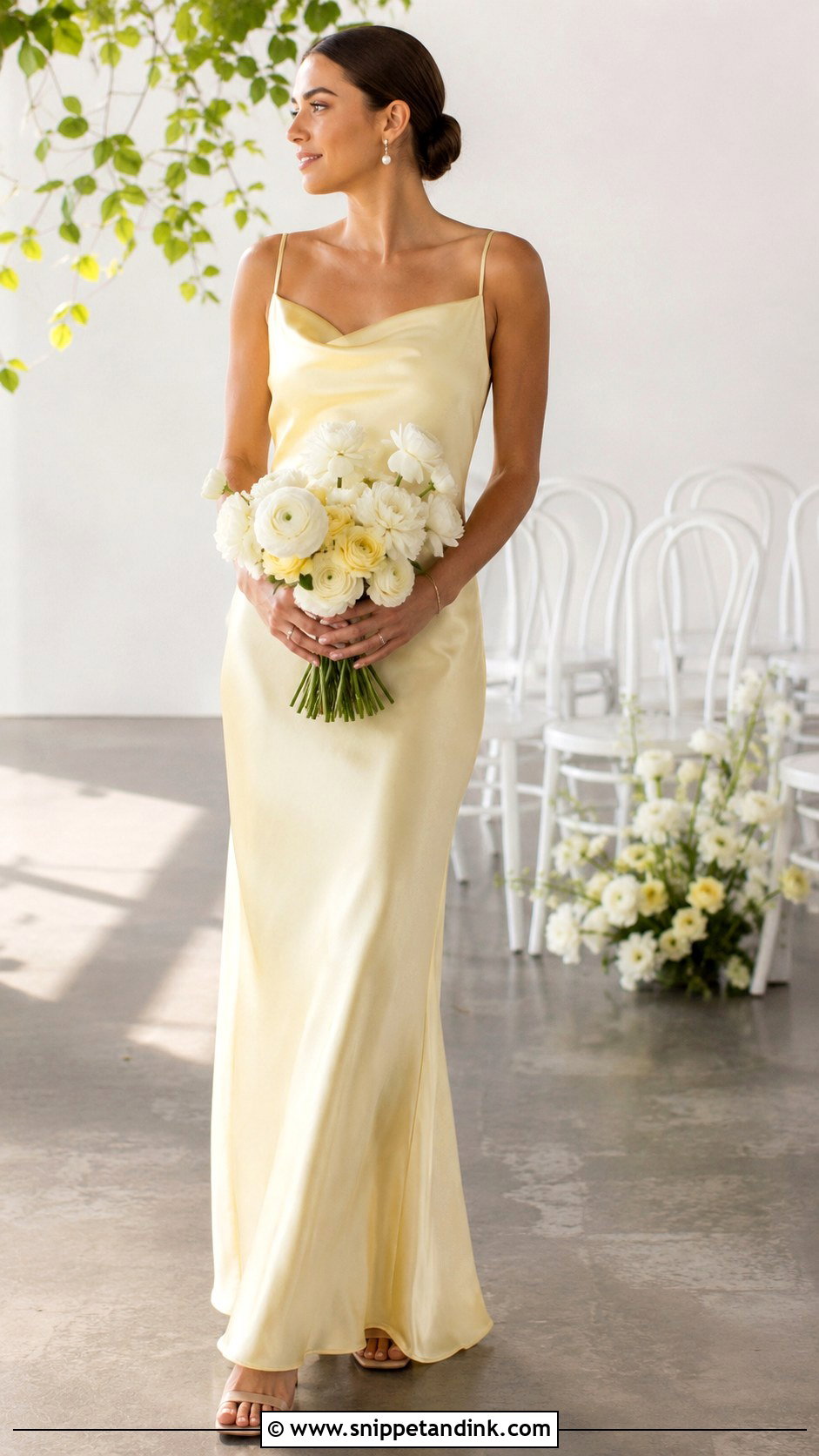 Butter Yellow Satin Slip Wedding Dress - Snippet and Ink - 20 Butter Yellow Wedding Dress Ideas