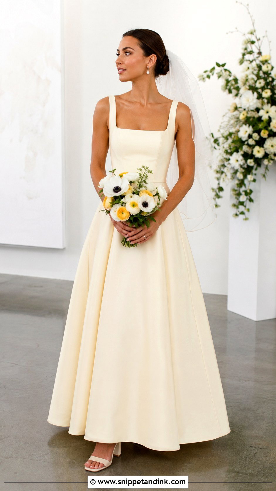 Butter Yellow Square Neck Wedding Dress - Snippet and Ink - 20 Butter Yellow Wedding Dress Ideas