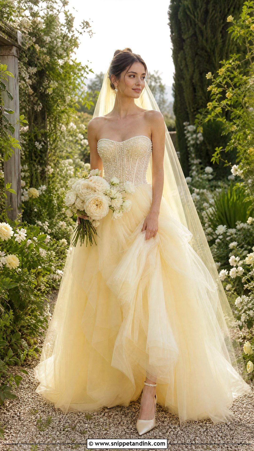 Butter Yellow Tulle Wedding Dress - Snippet and Ink - 20 Yellow Wedding Dress the Bride Ideas