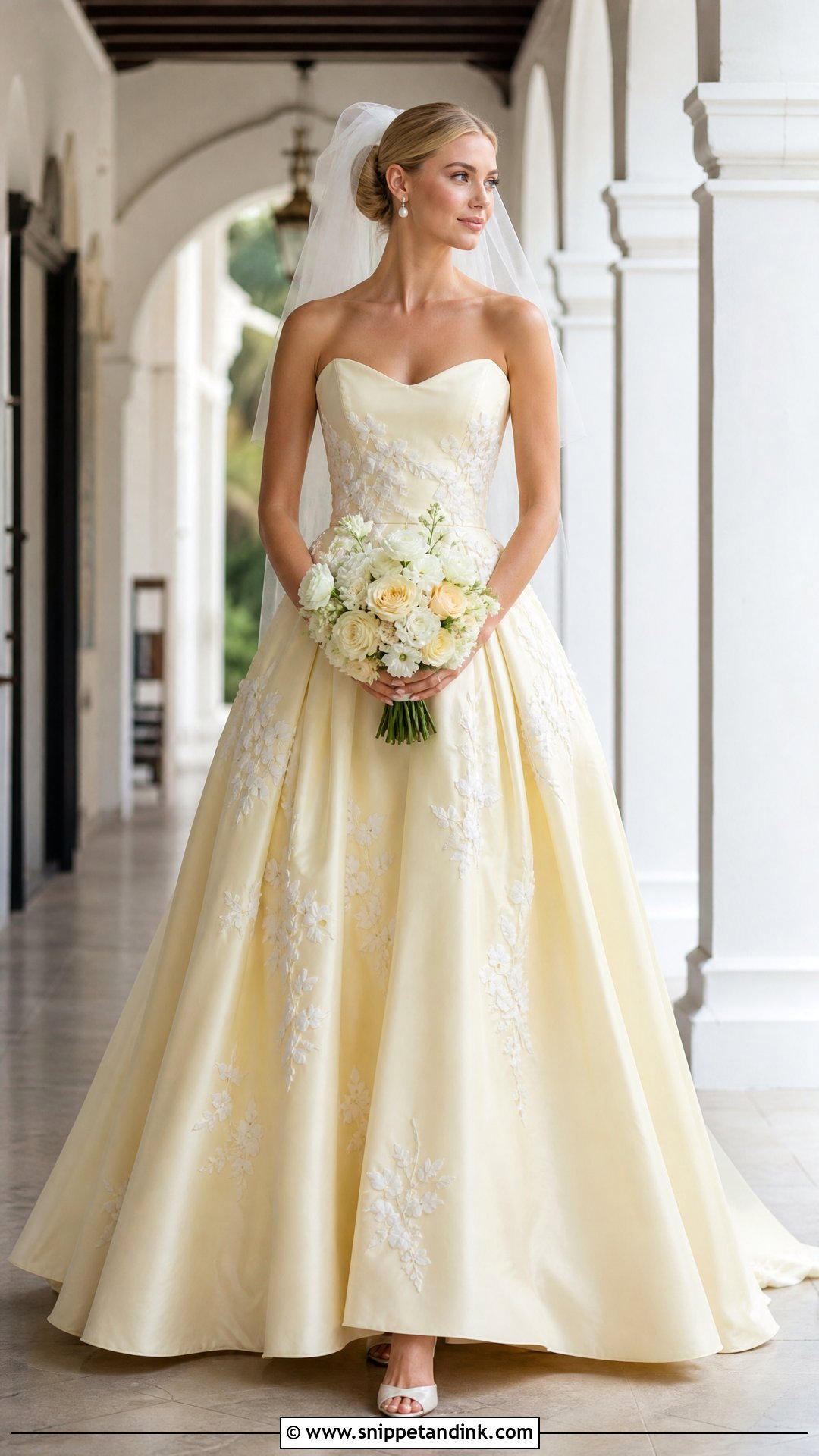 Butter Yellow Wedding Dress - Snippet and Ink - 20 Pop of Color Wedding Dress Ideas