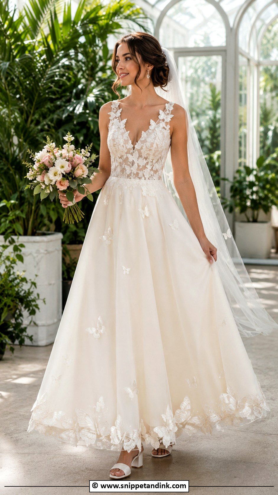 Butterfly A Line Wedding Dress - Snippet and Ink - 25 Butterfly Wedding Dress Ideas